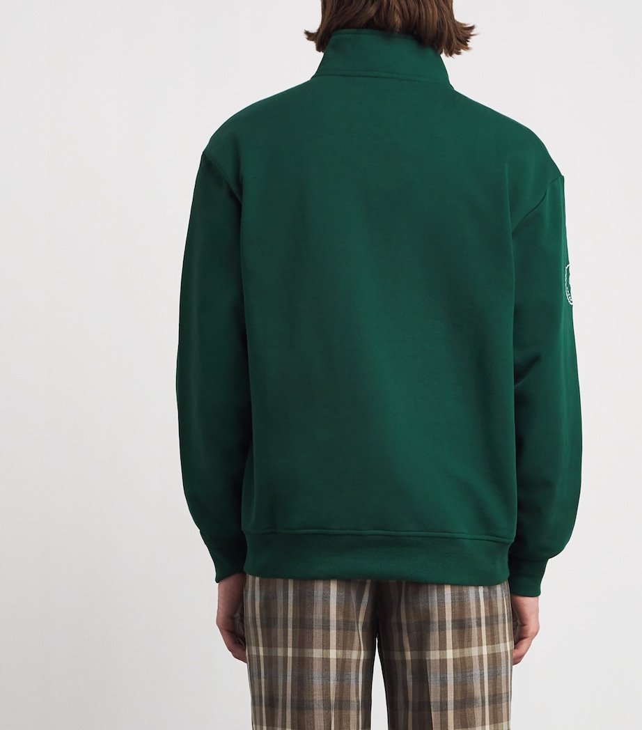 Malbon Mens Cotton Collegiate Quarter-Zip Sweatshirt Forest Green Image 5