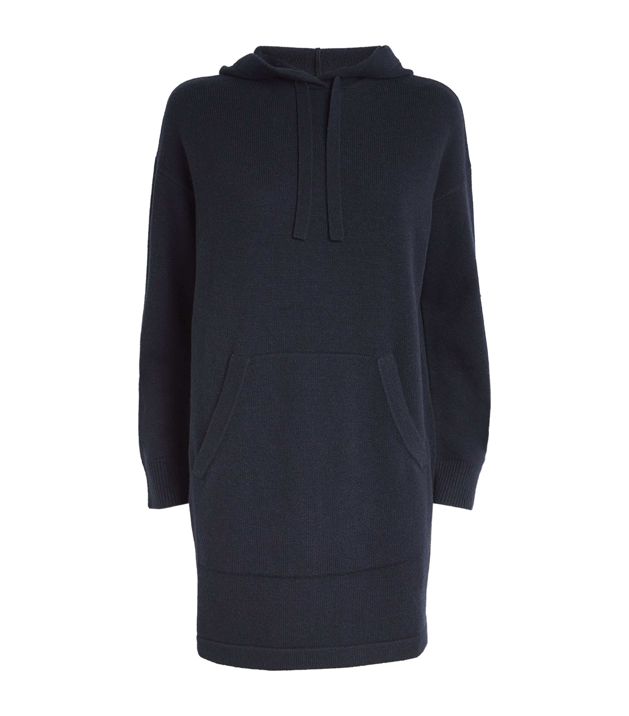 Max Mara Wool-cashmere Hooded Mini Dress In Navy