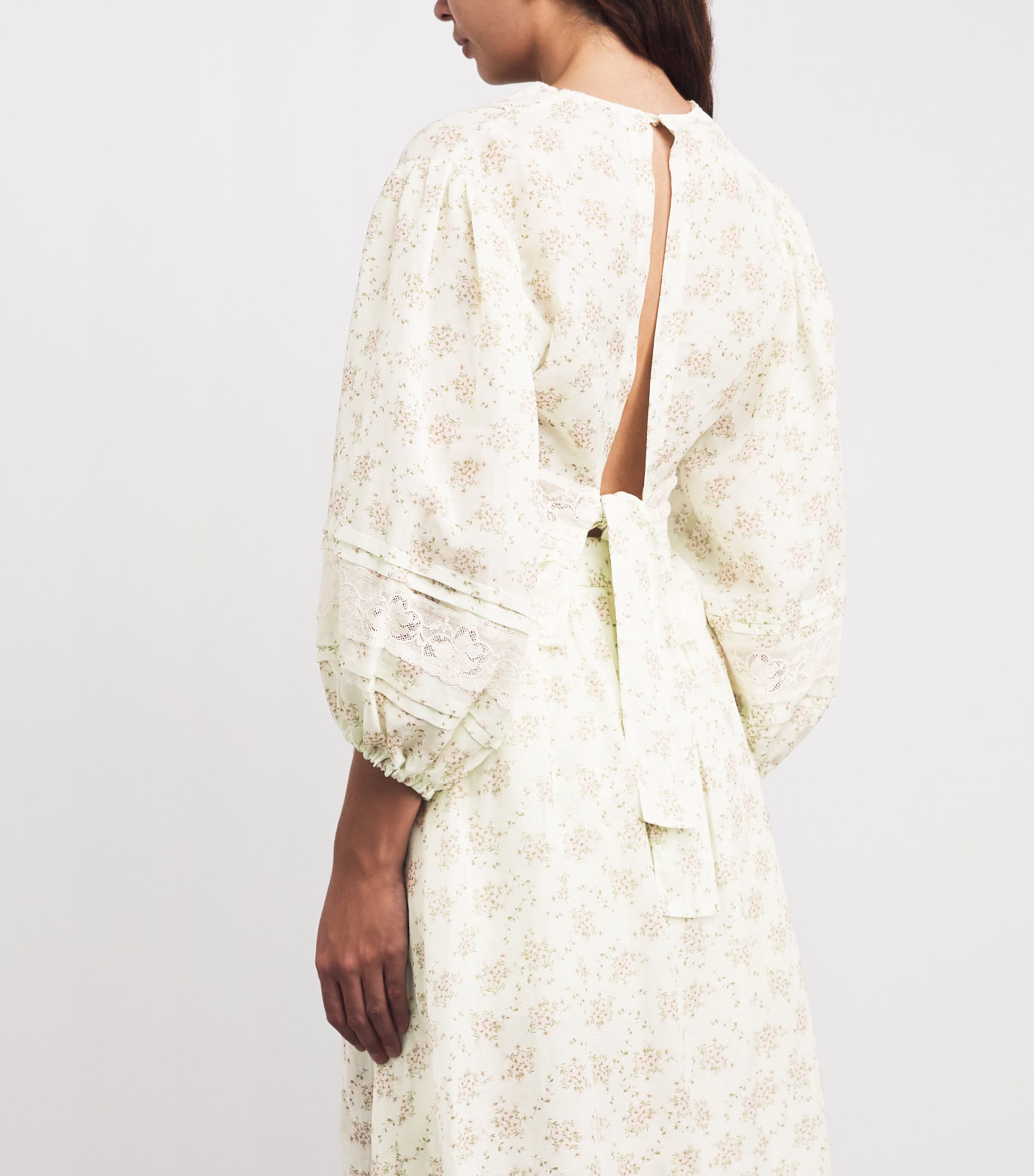 Sandro Paris Womens Floral Tie-Back Blouse Pink / Green Image 5