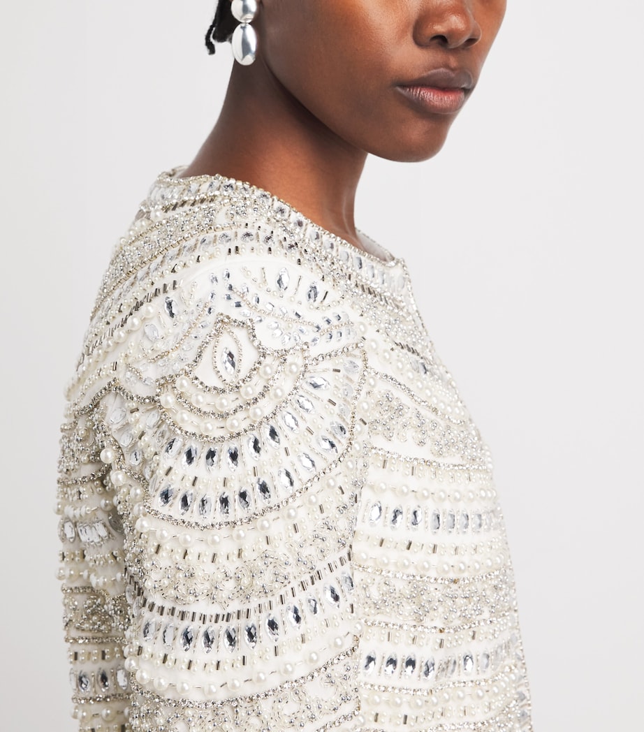 Alice+Olivia Womens Embellished Kidman Jacket Off White/silver Image 3