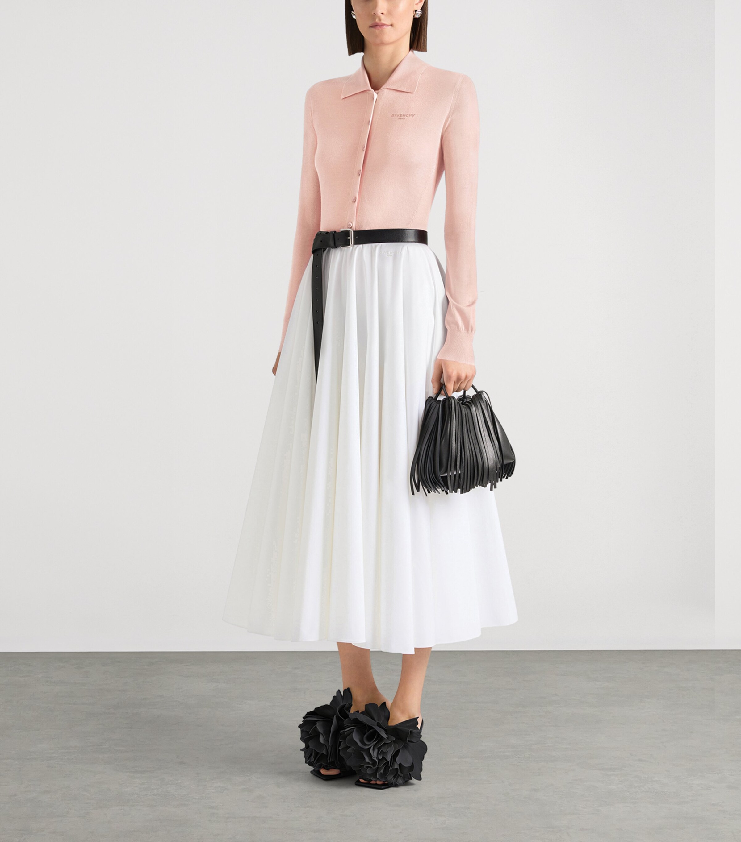 Givenchy Womens Cotton Poplin Midi Skirt White Image 3