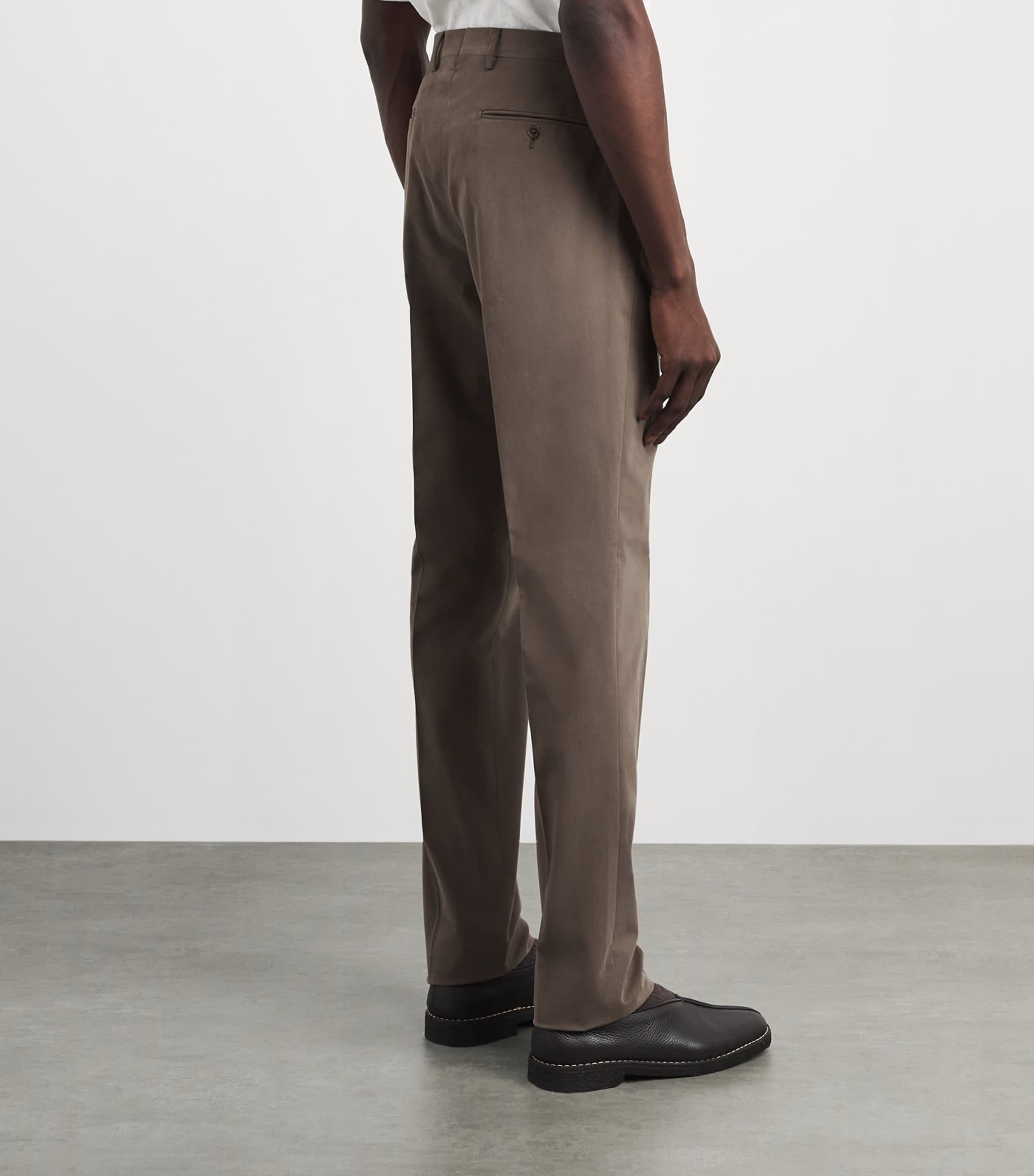 Corneliani Mens Stretch-Cotton-Cashmere Trousers Natural / Beige Image 5