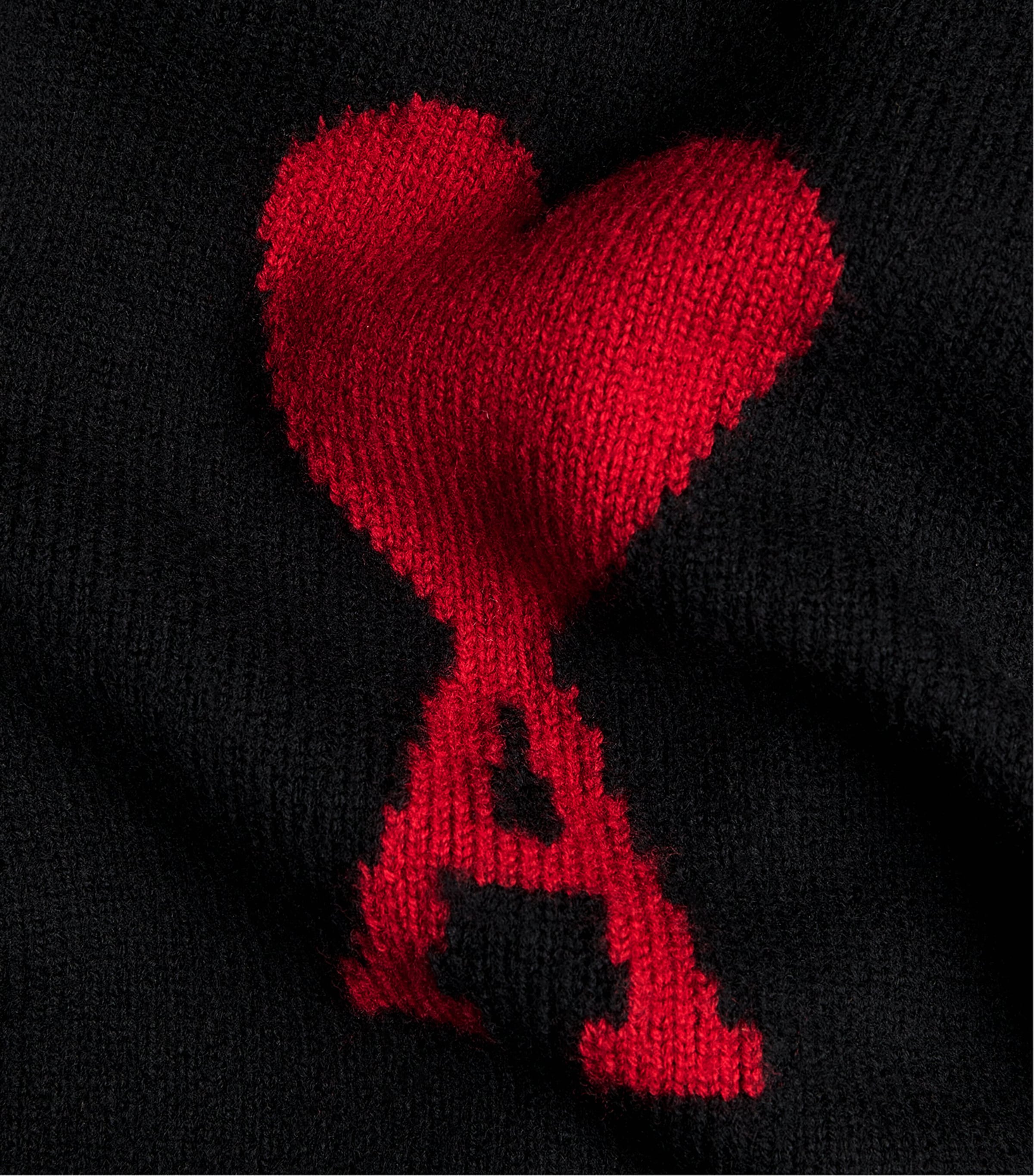 Virgin Wool Ami de Coeur Rollneck Sweater BLACK/RED/009 Image 5