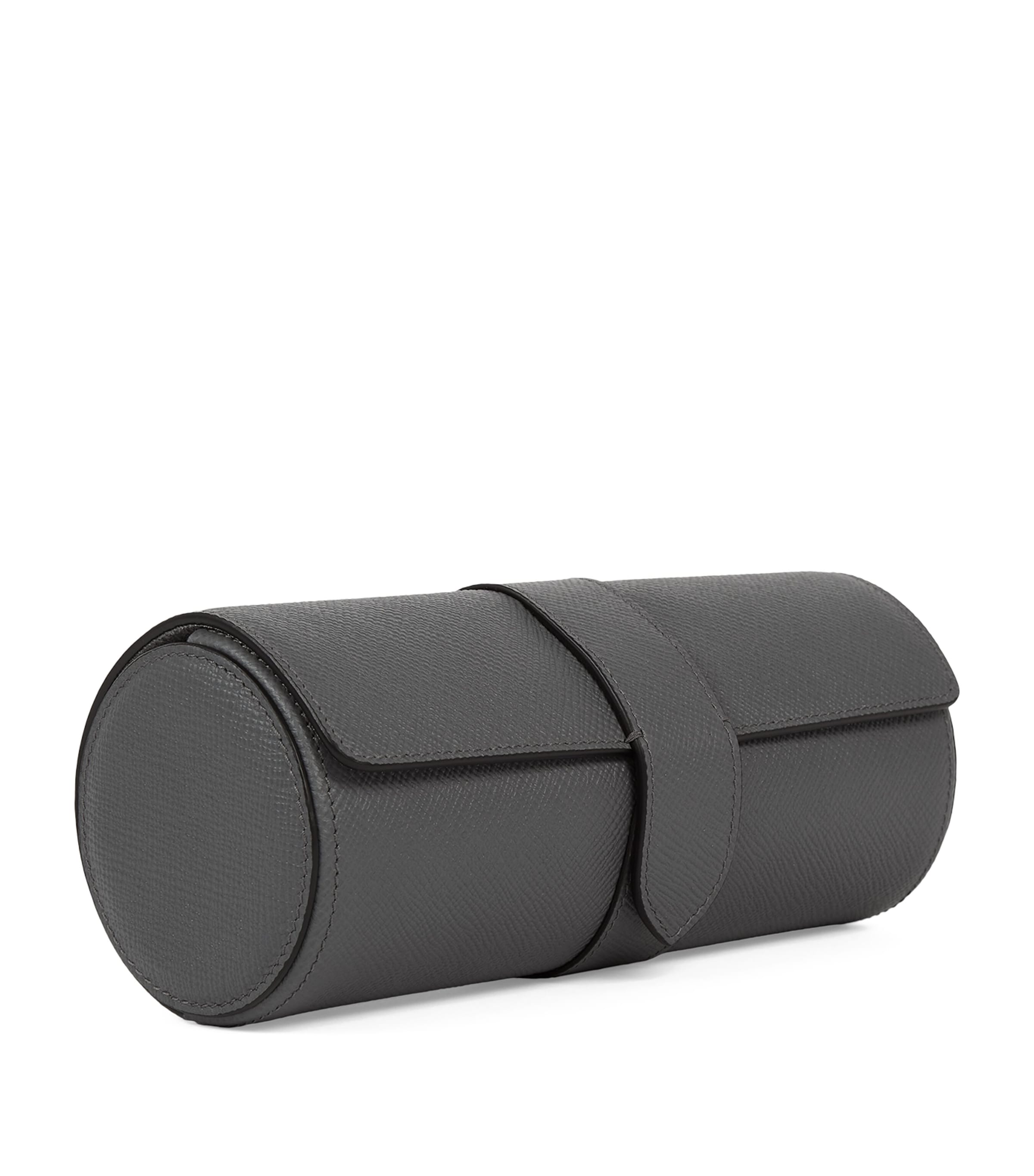 Smythson Leather Panama Watch Roll S Grey Image 2