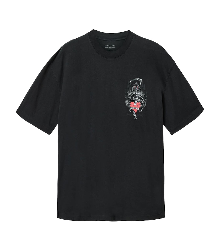 AllSaints Mens Organic Cotton Reflect T-Shirt Washed Black Image 1
