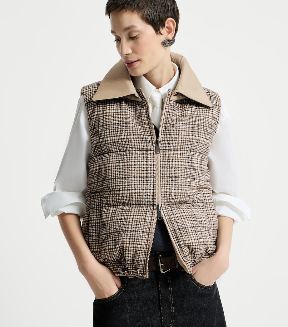 Brunello Cucinelli Womens Cotton-Linen Reversible Gilet Tobacco Image 2