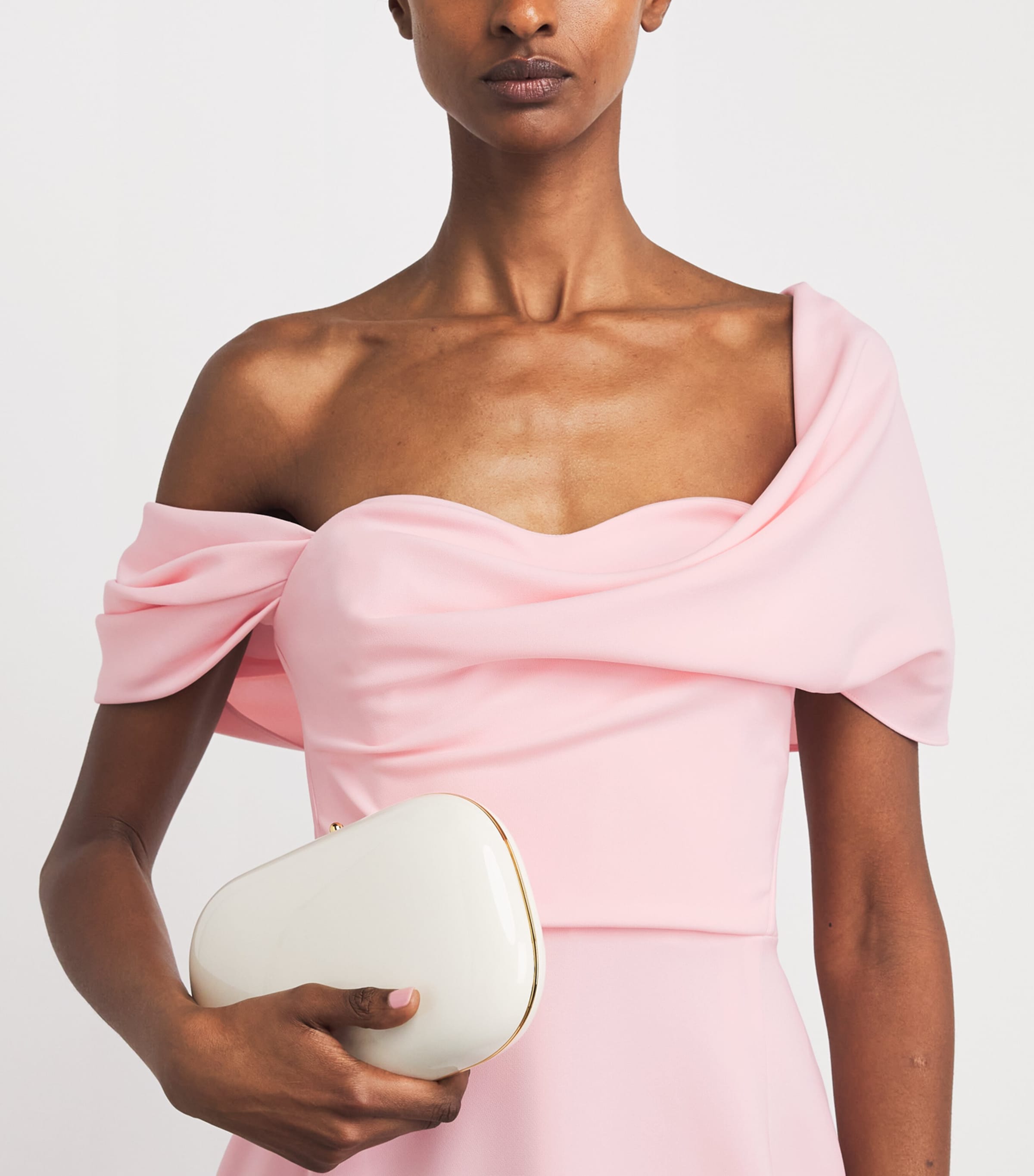 Carolina Herrera Womens Draped Off-The-Shoulder Gown Rosewater Image 5