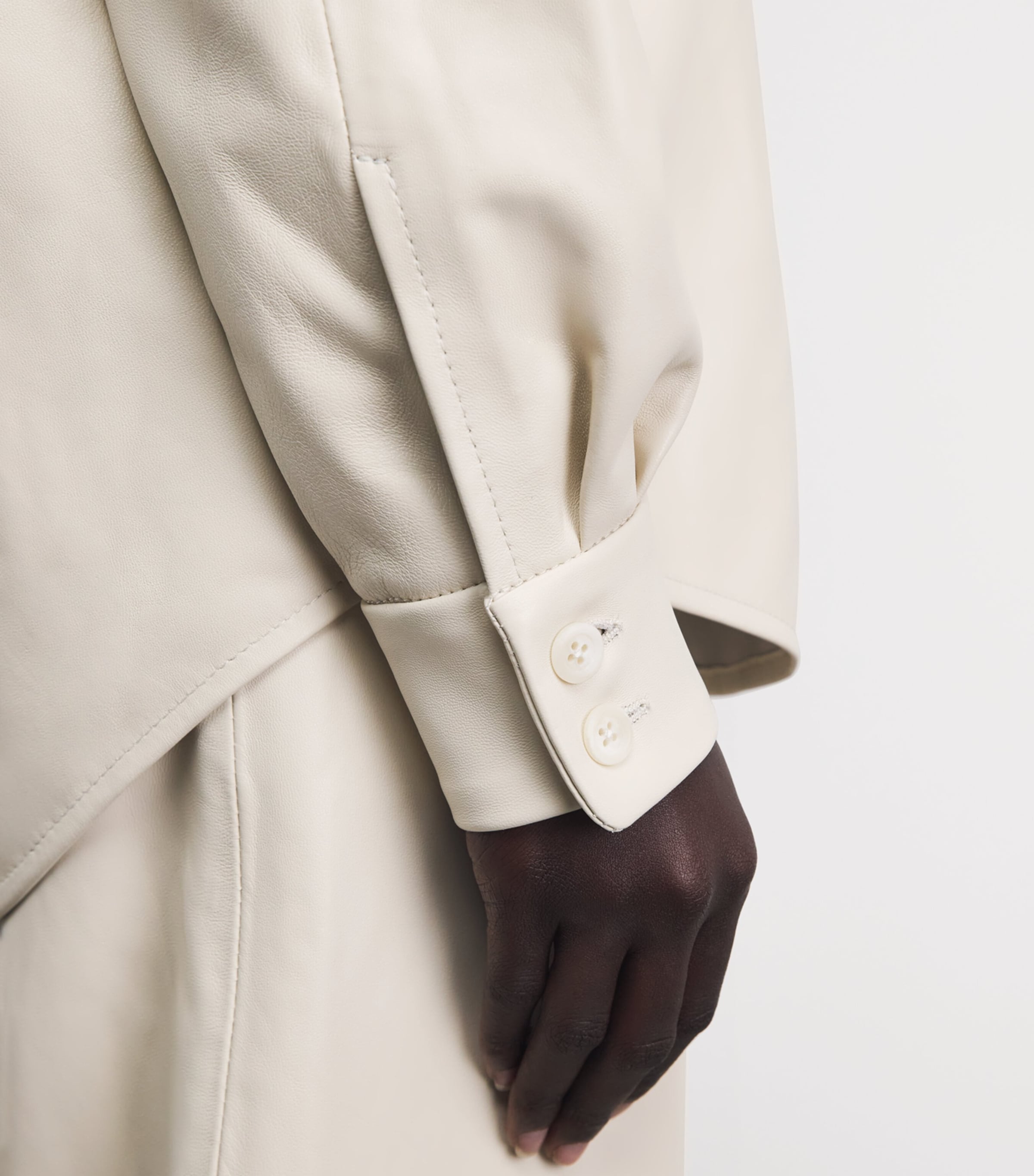 Lauren Manoogian Womens Nappa Leather Shirt Ecru Image 3