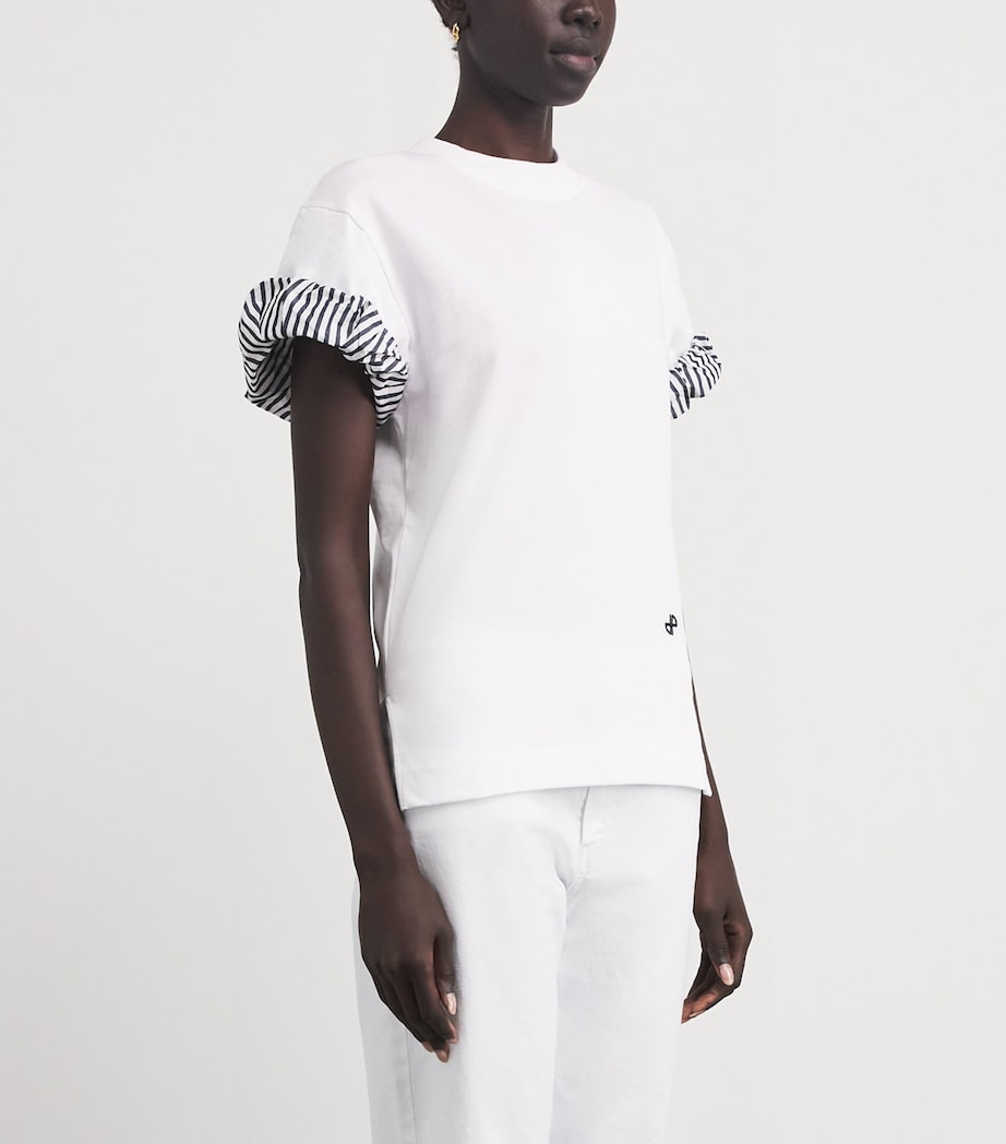 Patou Womens Cotton Rolled-Sleeve T-Shirt White Image 4