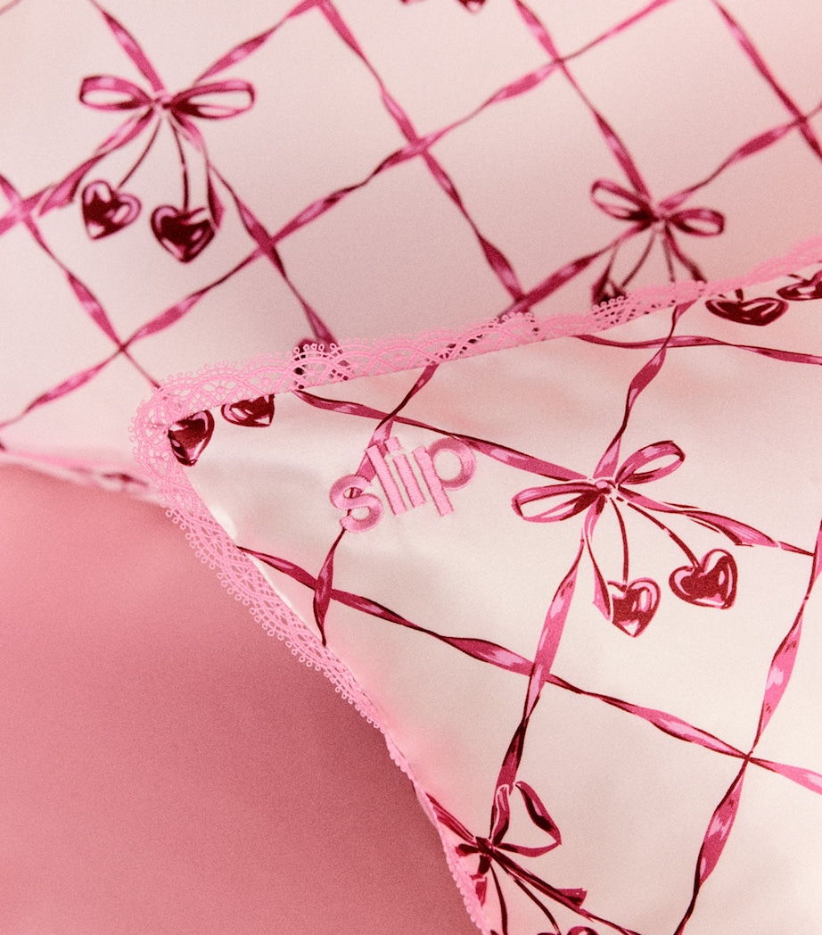 Mulberry Silk Lace-Trim Queen Pillowcase SWEET CHERRY Image 4