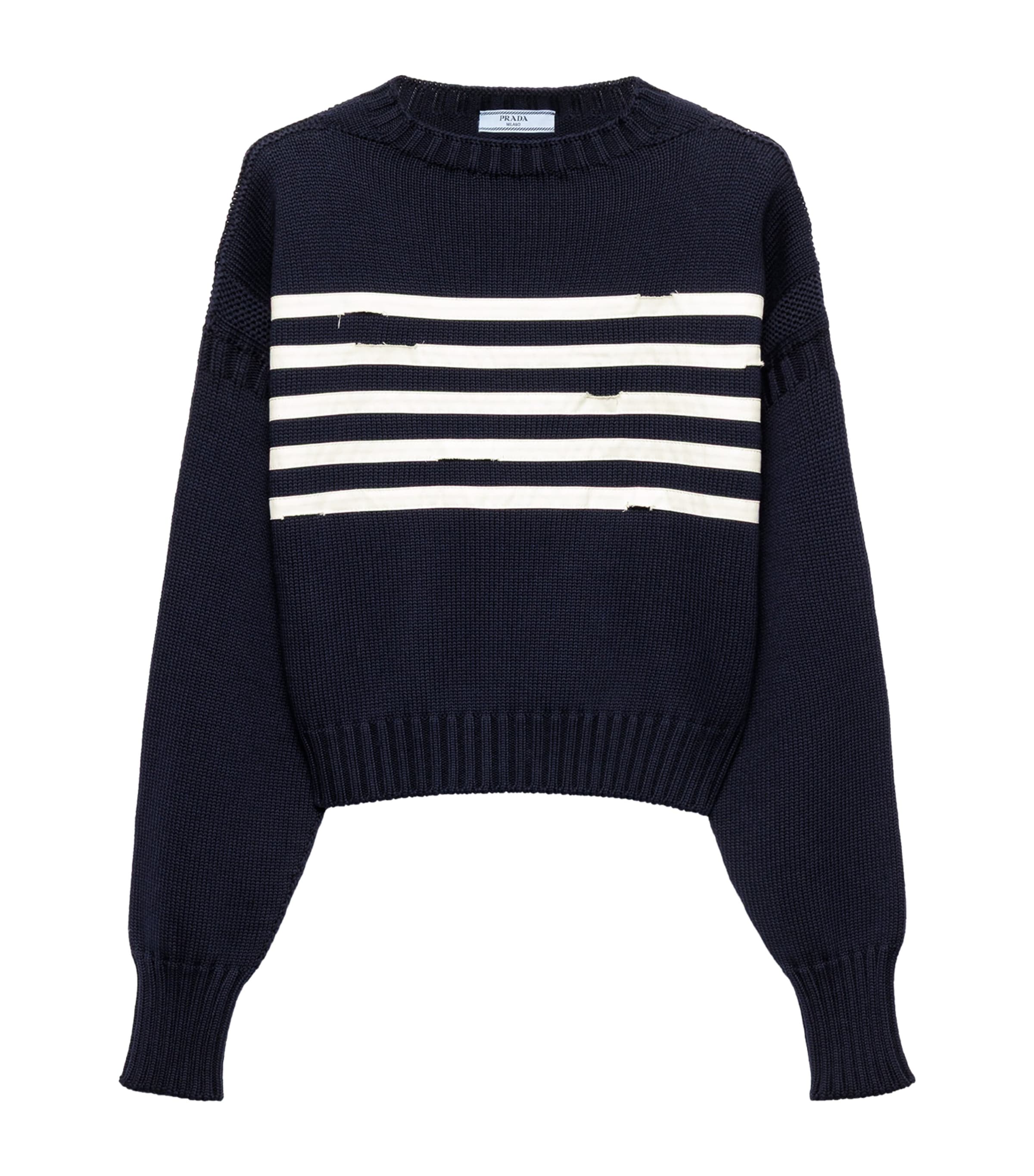 Prada Maglione In Cotone Blu Scuro Donna In Blue
