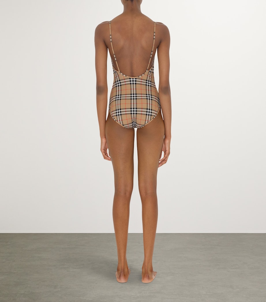 Burberry Womens Check Swimsuit Archive Beige Ip Chk Image 2