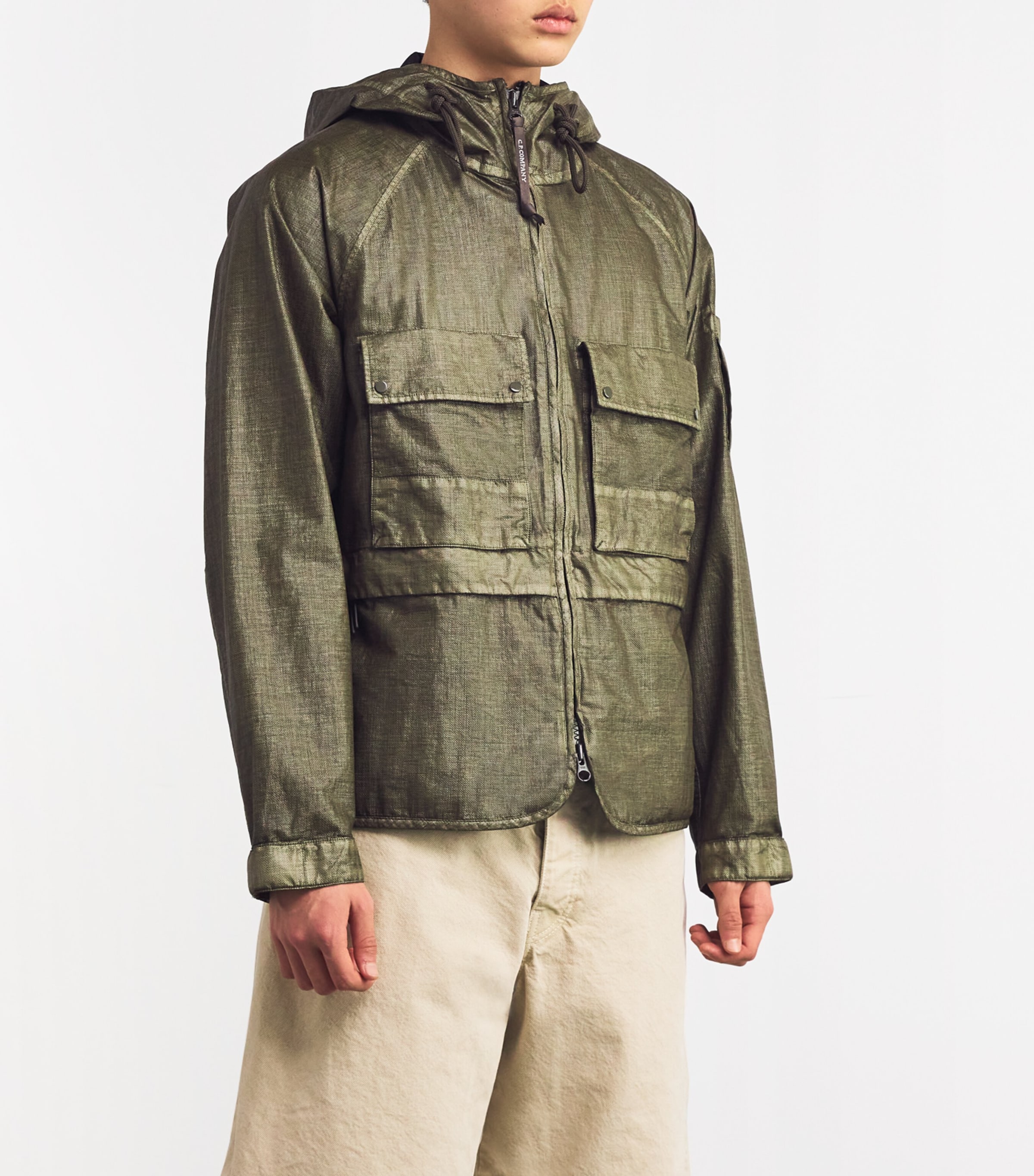 Technical Rafia Drawstring-Hood Jacket THYME 669 Image 3