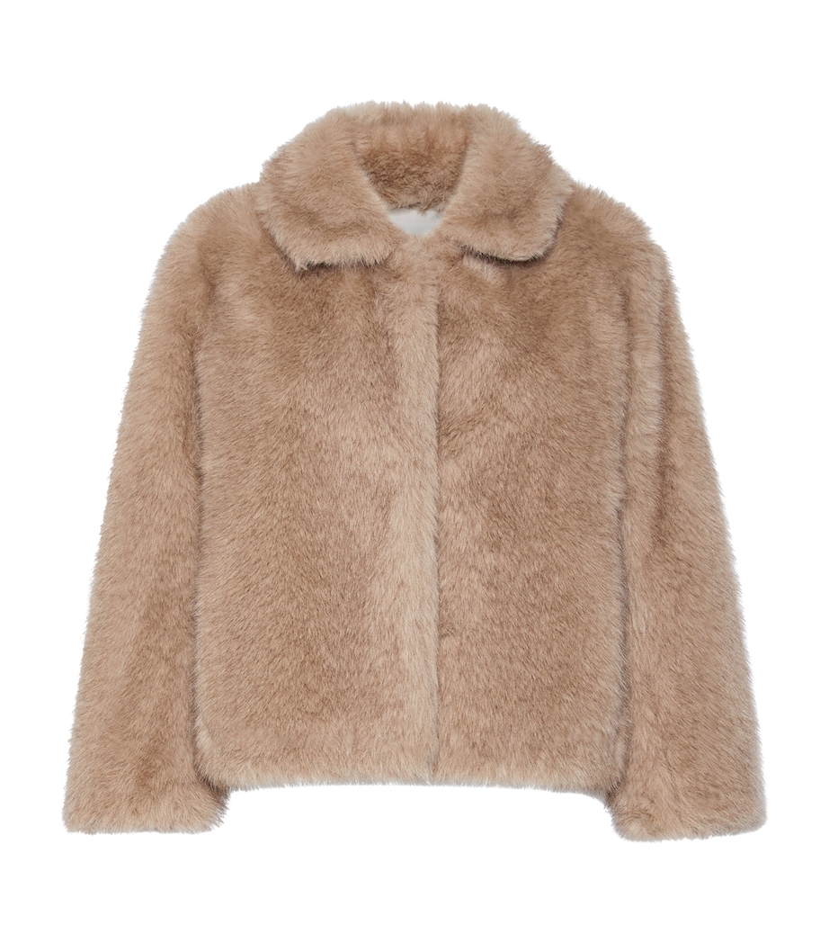 Max Mara Womens Faux Fur Short Coat Honey Image 1