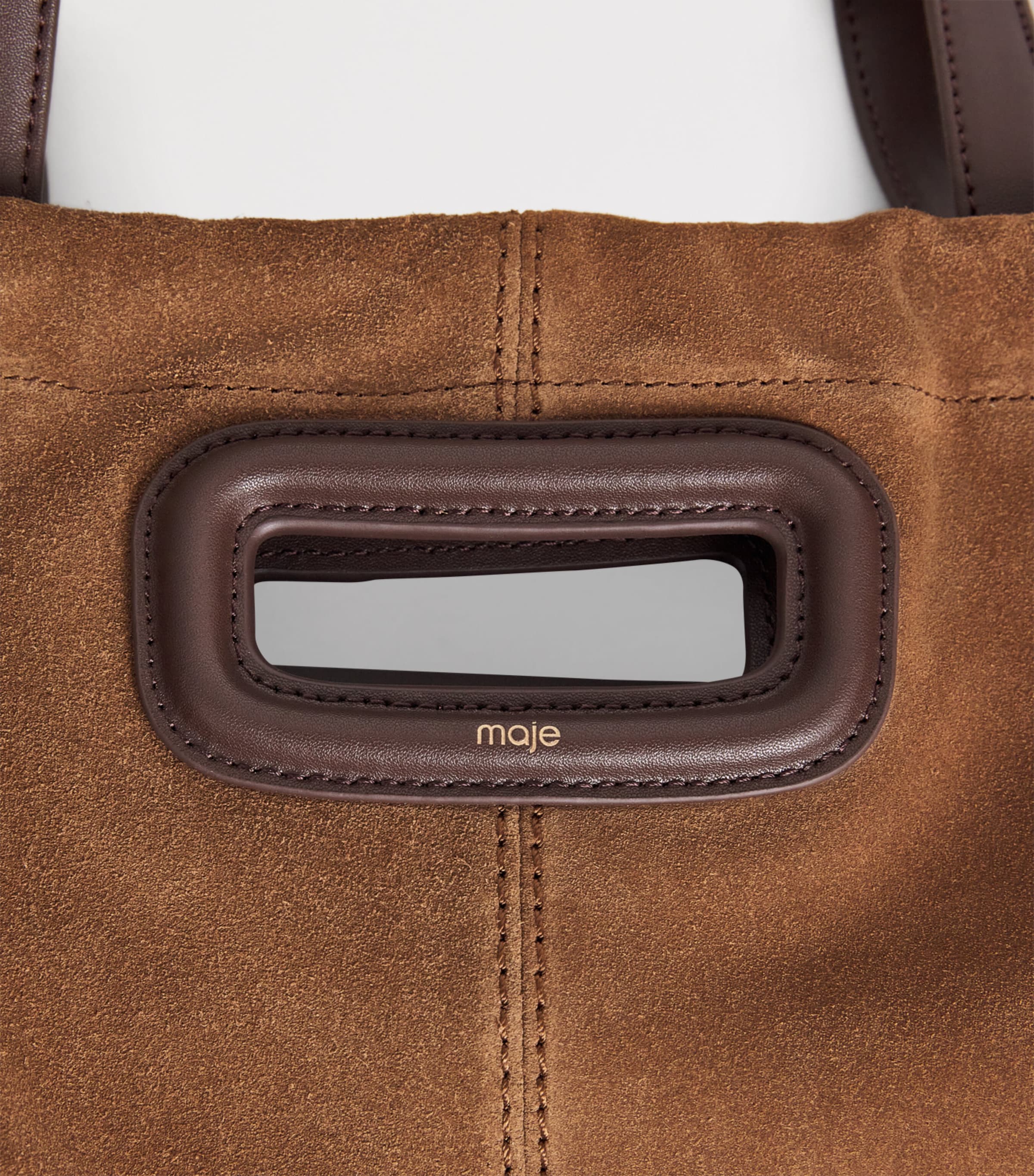 Maje Leather and Suede Milpi Tote Bag Camel/brown Image 7