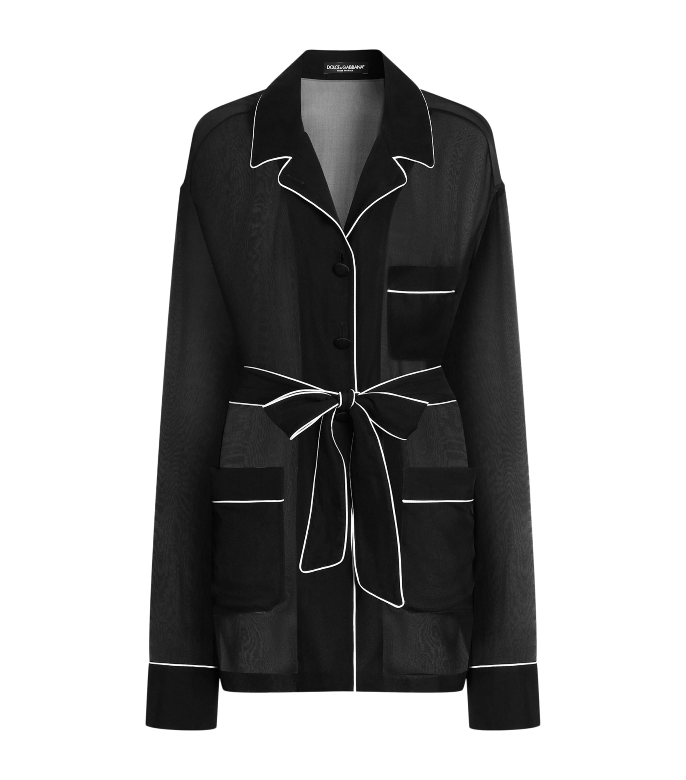 Dolce&Gabbana Womens Silk Pyjama Shirt Blac Image 1