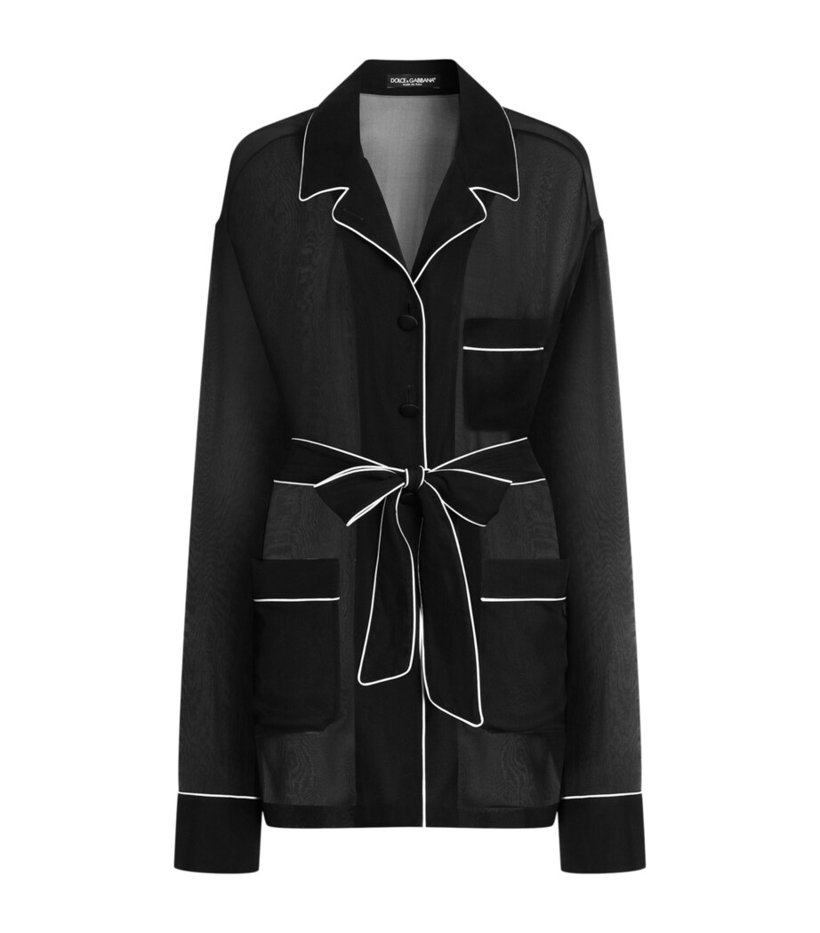 Dolce&Gabbana Womens Silk Pyjama Shirt Blac Image 1