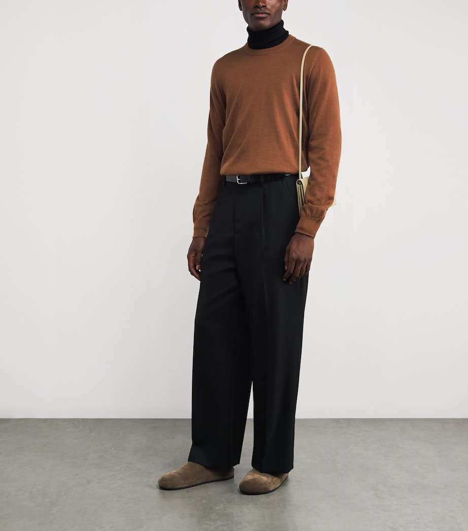 Superfine Cashmere Crew-Neck Sweater SB7300 DARK CAMEL Image 2