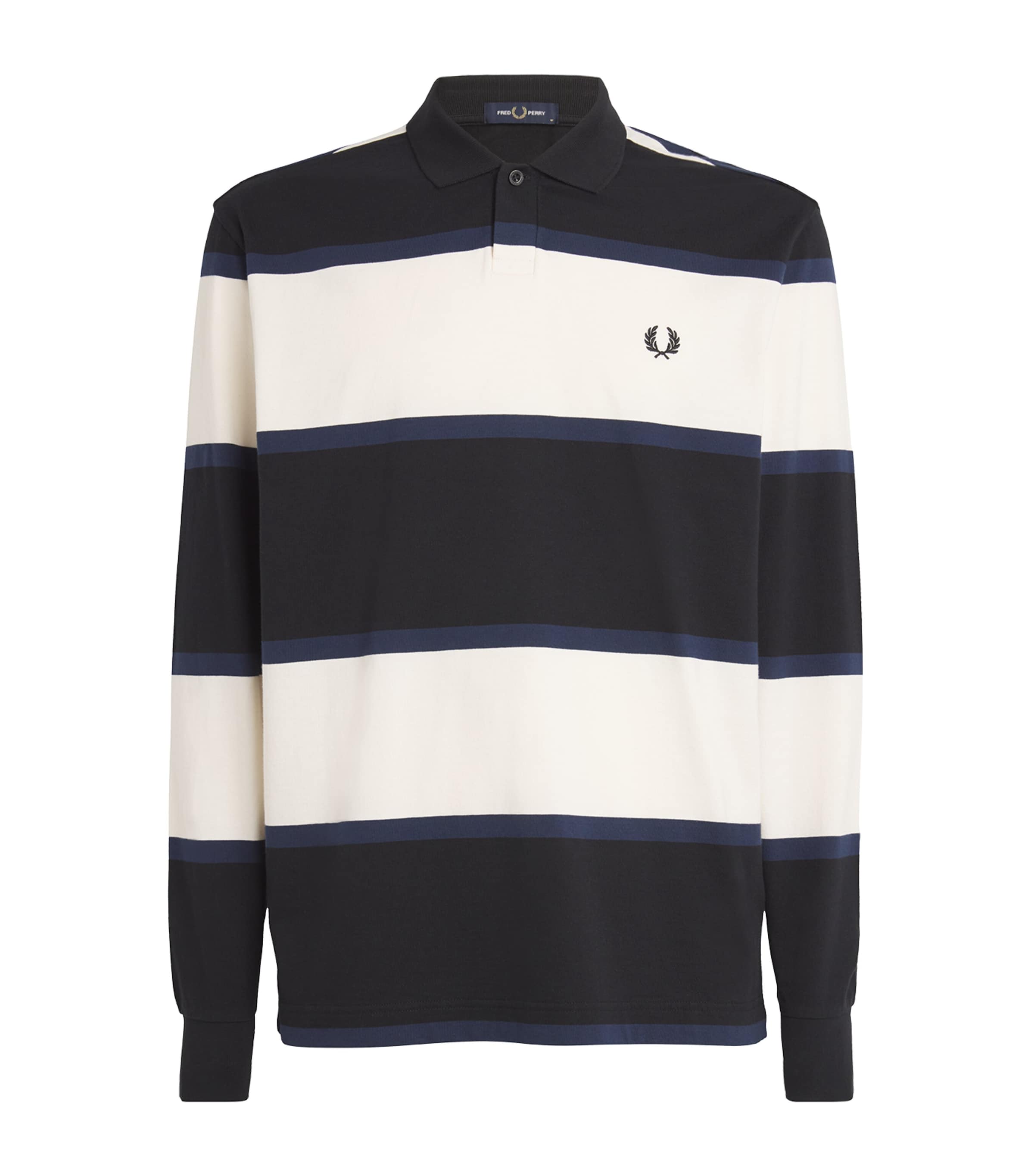 Fred Perry Cotton Striped Polo Shirt In Ivory