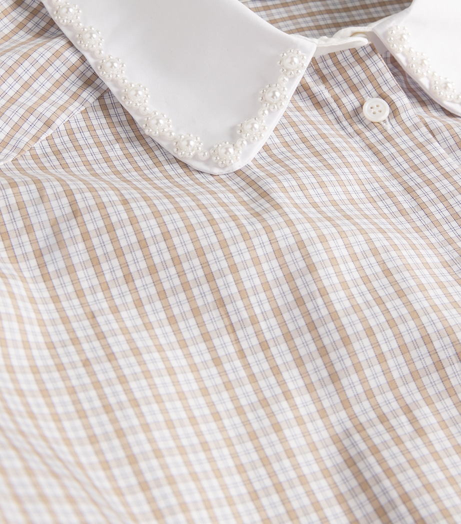 Cotton Check Embellished Shirt BEIGE / WHITE Image 5