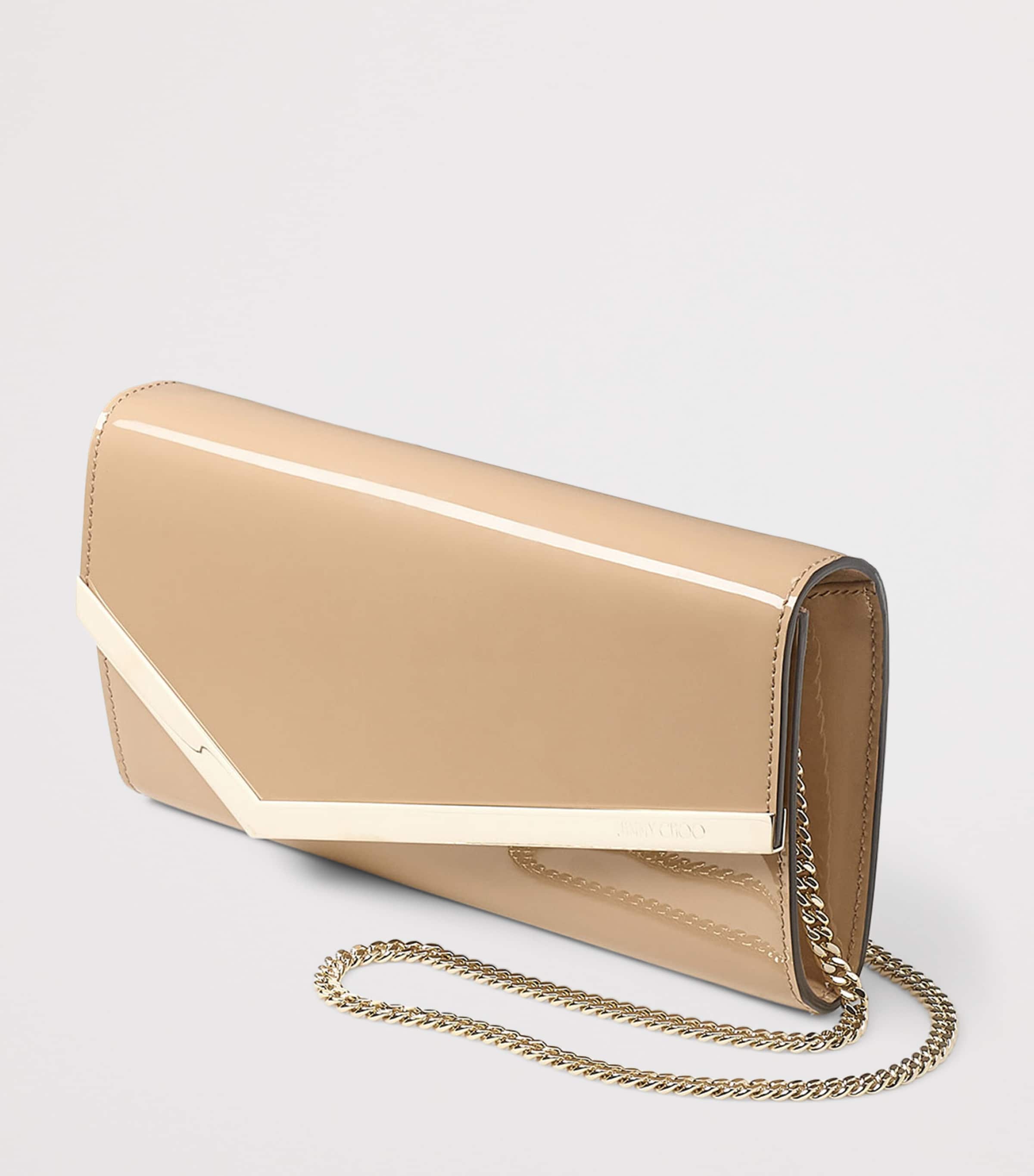 Patent Leather Emmie Clutch Bag CHAI/LIGHT GOLD Image 2
