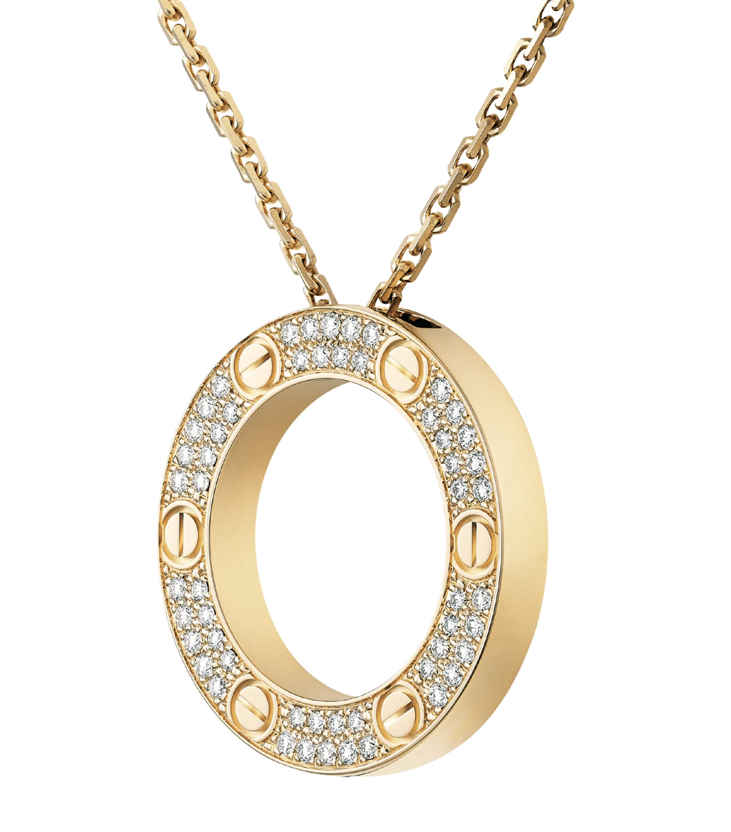 Yellow Gold and Diamond LOVE Necklace YELLOW GOLD Image 3