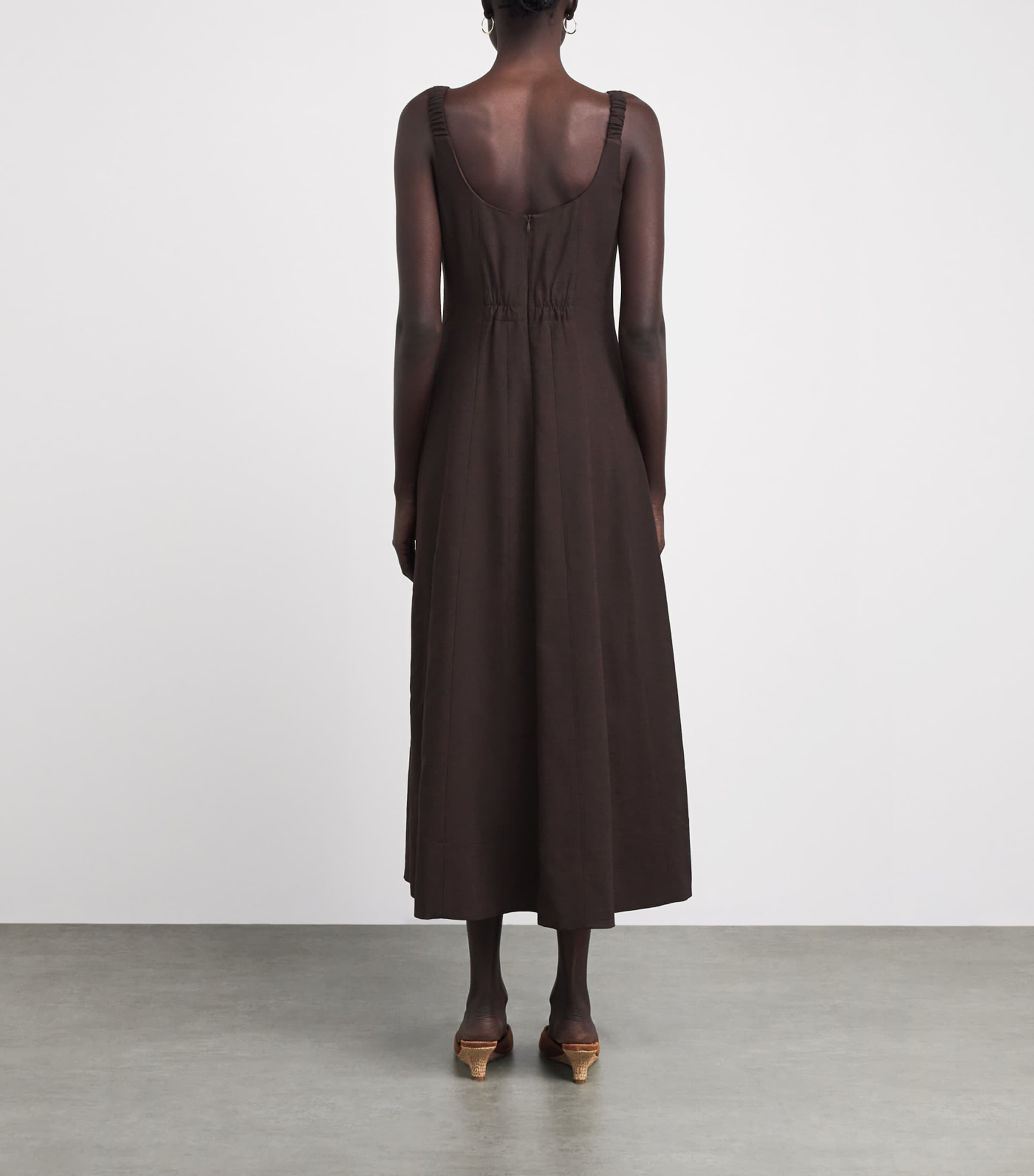 ME+EM Womens Contour Seamed Midi Dress Cocoa Brown Image 4