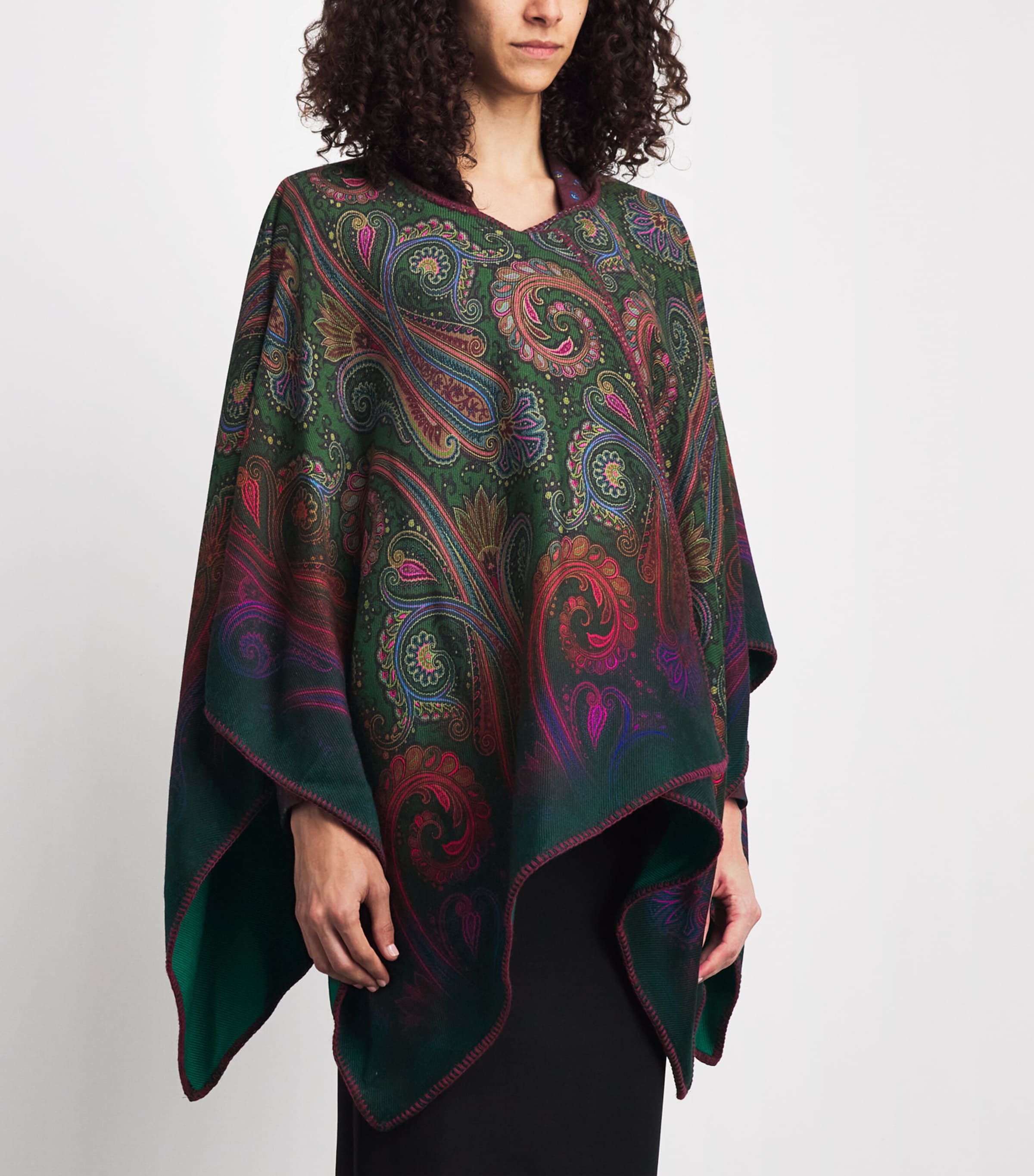 Etro Womens Wool-Blend Paisley Reversible Cardigan Green Image 4