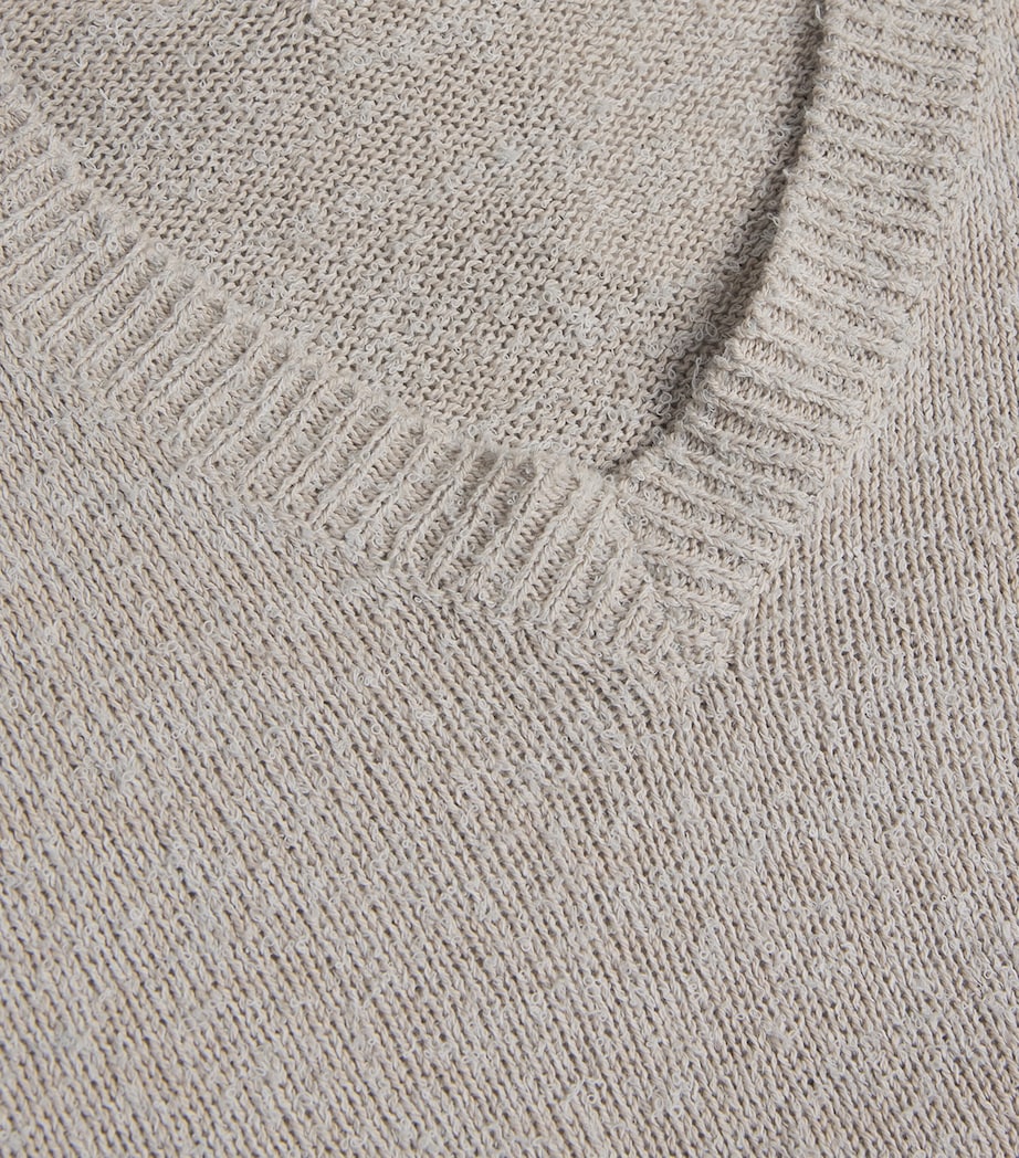 Maison Margiela Mens Cotton-Blend V-Neck Sweater Ice Blue/beige Image 5