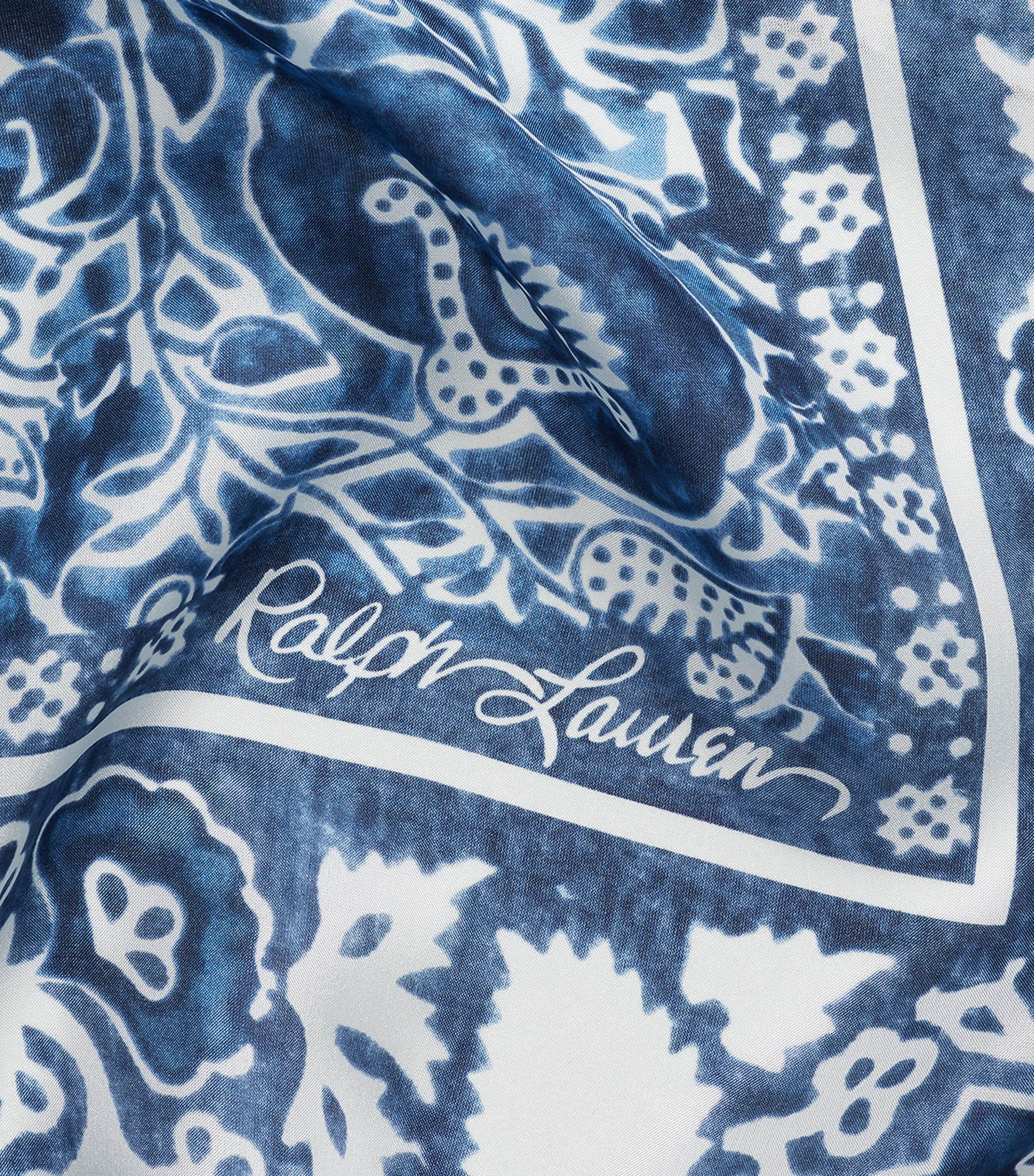 Mulberry Silk Scarf BLUE MULTI Image 3