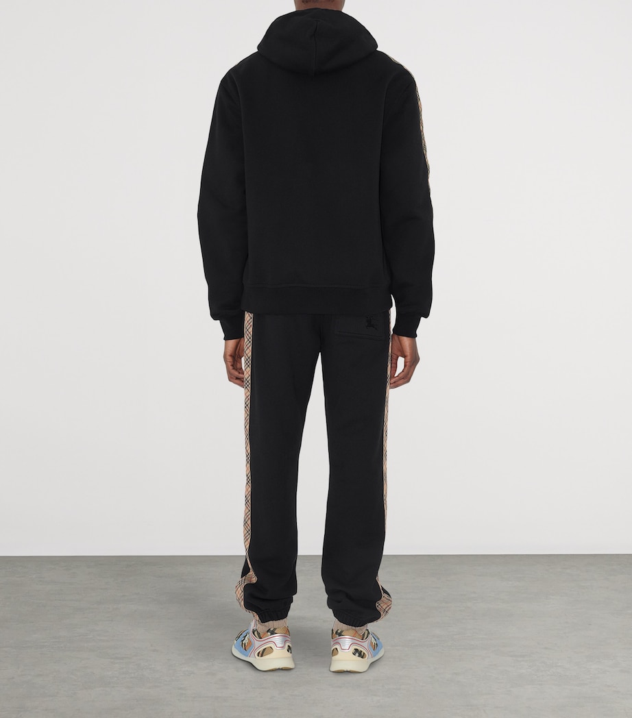 Cotton Check-Trim Zip Hoodie BLACK Image 4