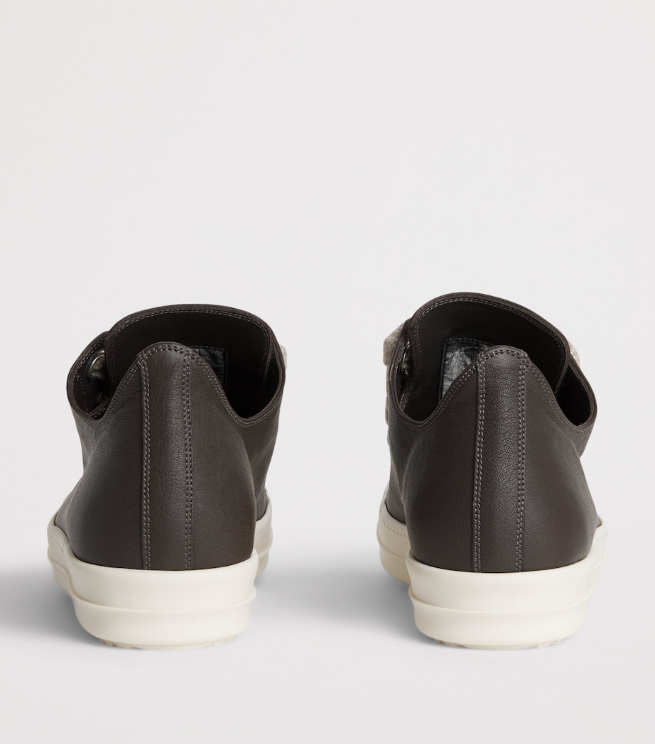 Rick Owens Leather Jumbo-Lace Sneakers Grease/milk Image 5
