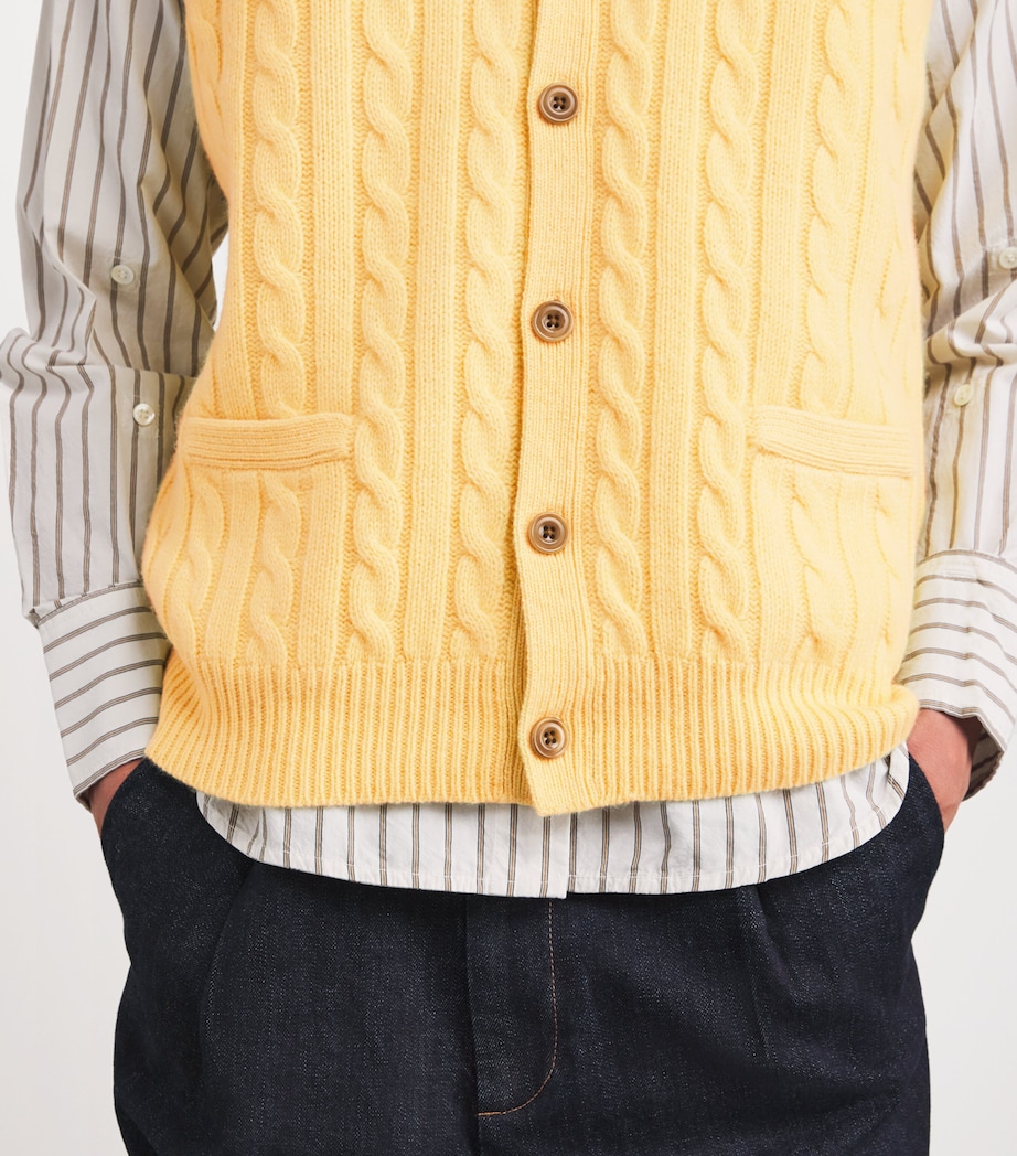 Wool-Cashmere Cable-Knit Sweater Vest YELLOW Image 6