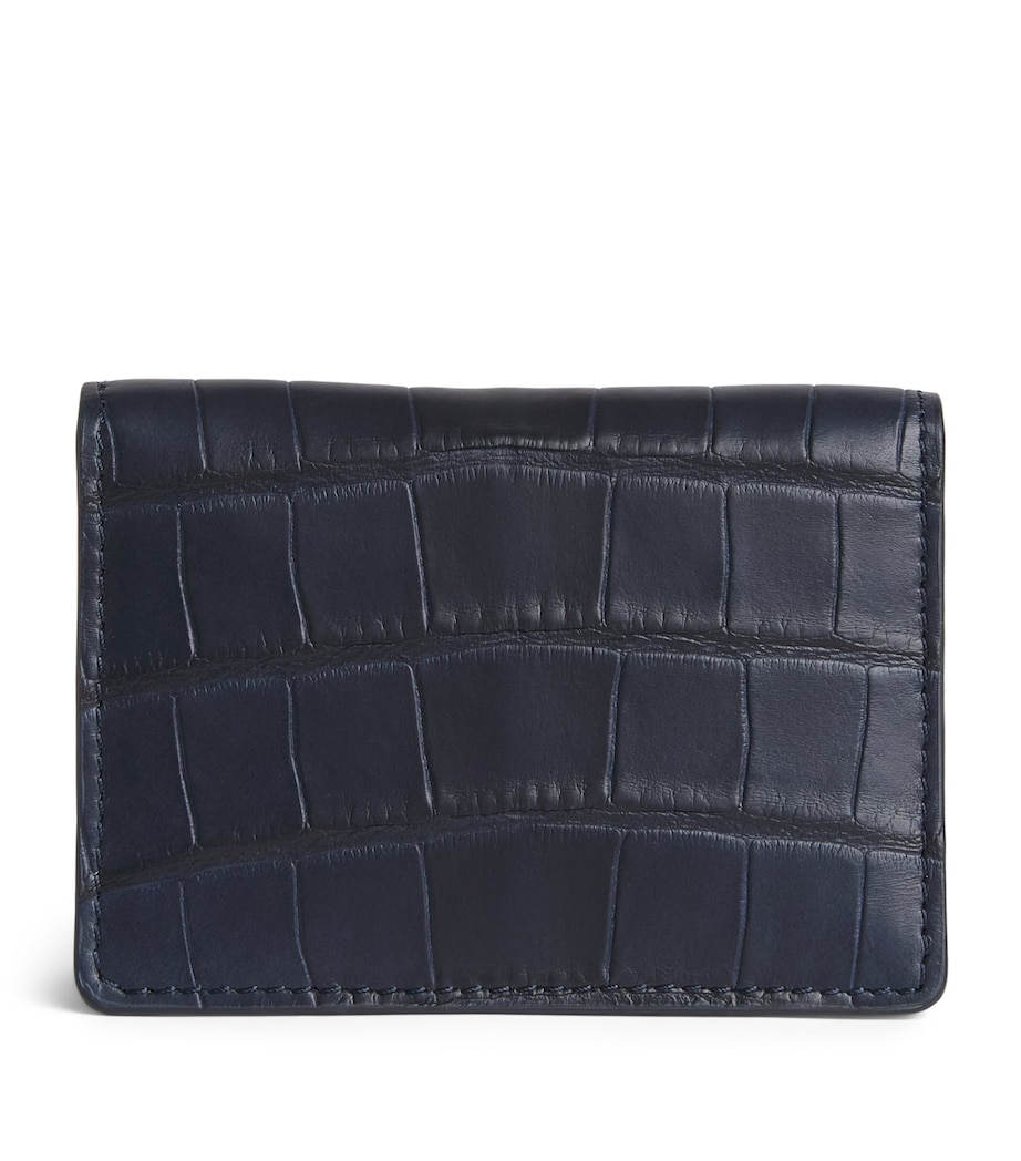 Elliot Rhodes Crocodile Leather Card Holder Navy Image 1