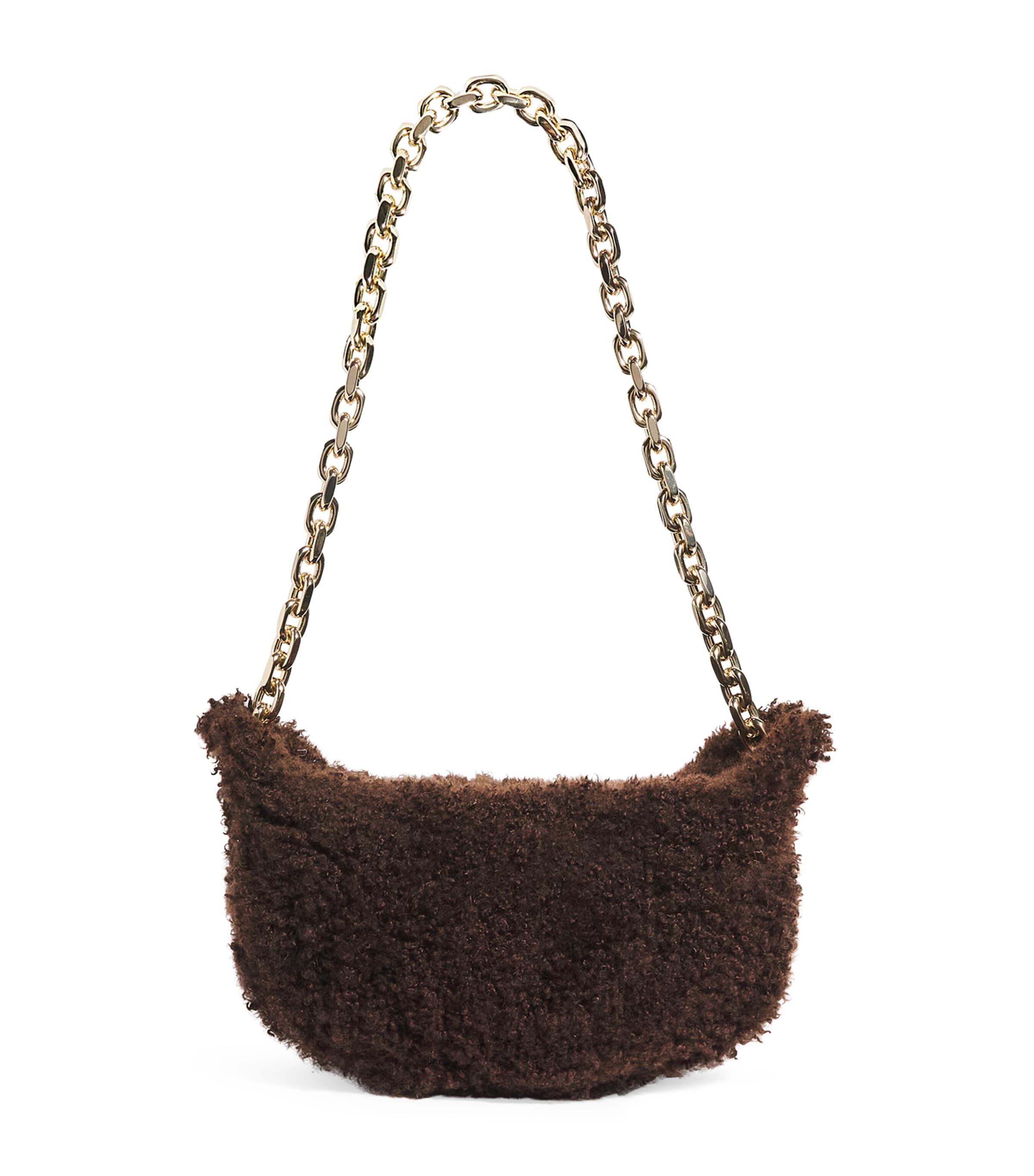 Fabiana Filippi Medium Shearling Shoulder Bag In Brown