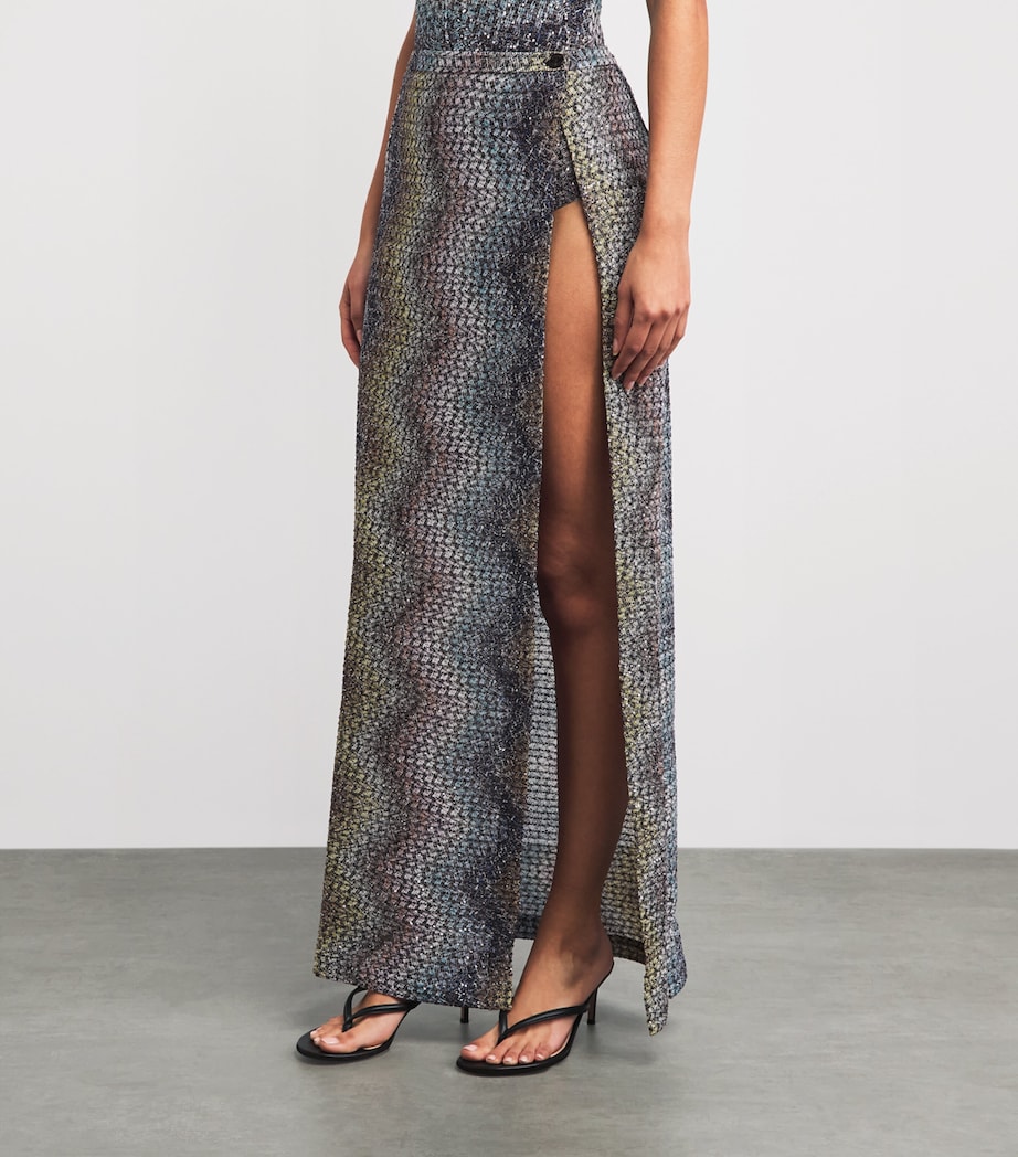 Missoni Womens Lamé Zigzag Maxi Skirt Smsns Mlt Blu/yl/vlt Image 4