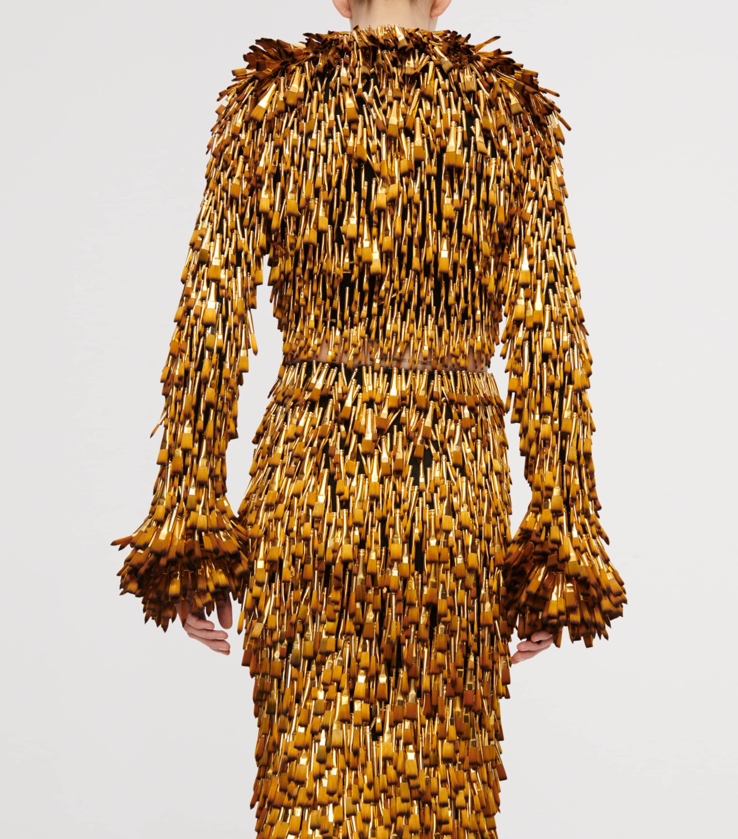 Schiaparelli Womens Embellished Pencil Midi Skirt Gold Image 3