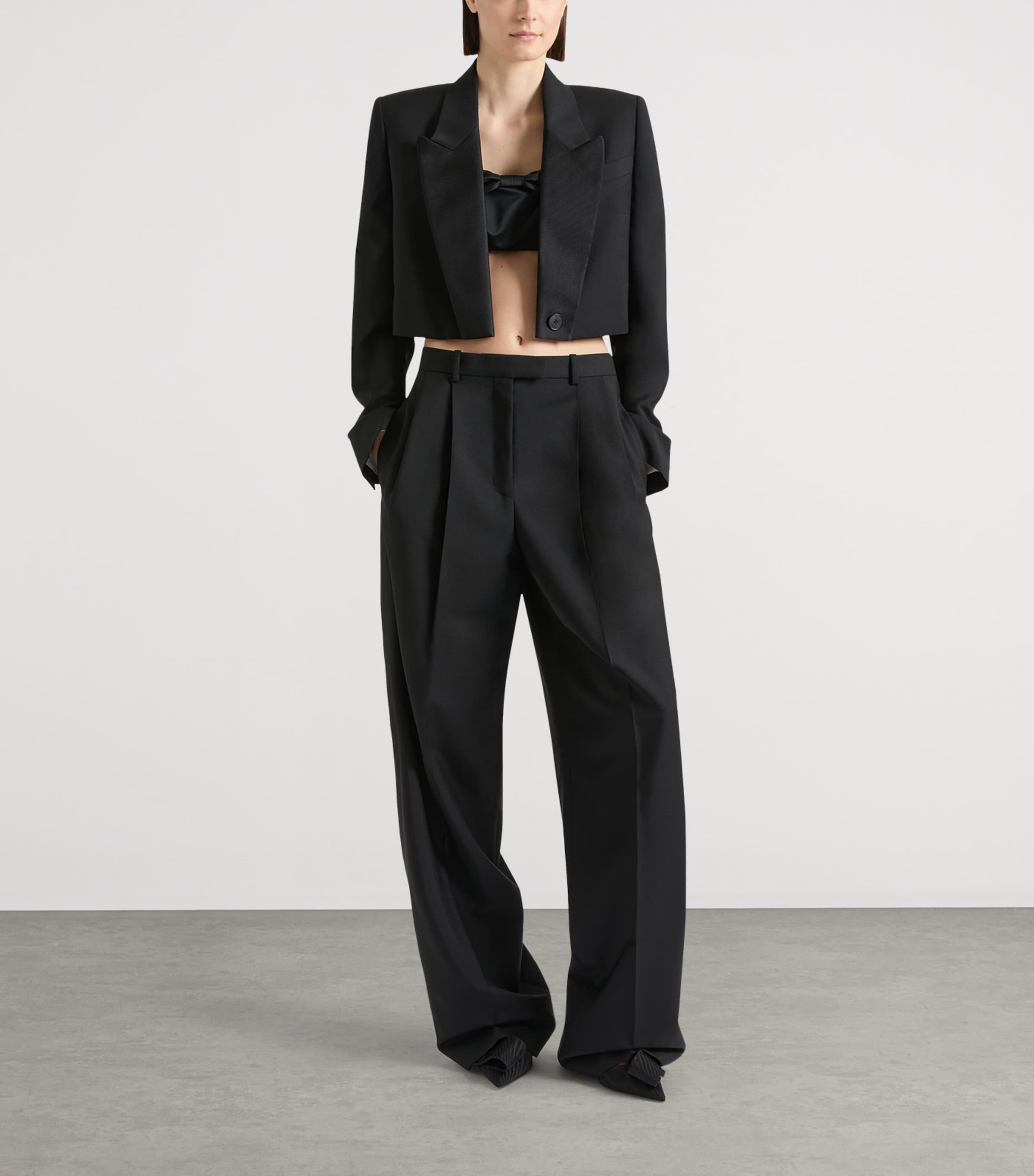 Givenchy Black Wool-Mohair Wide-Leg Trousers | Harrods US