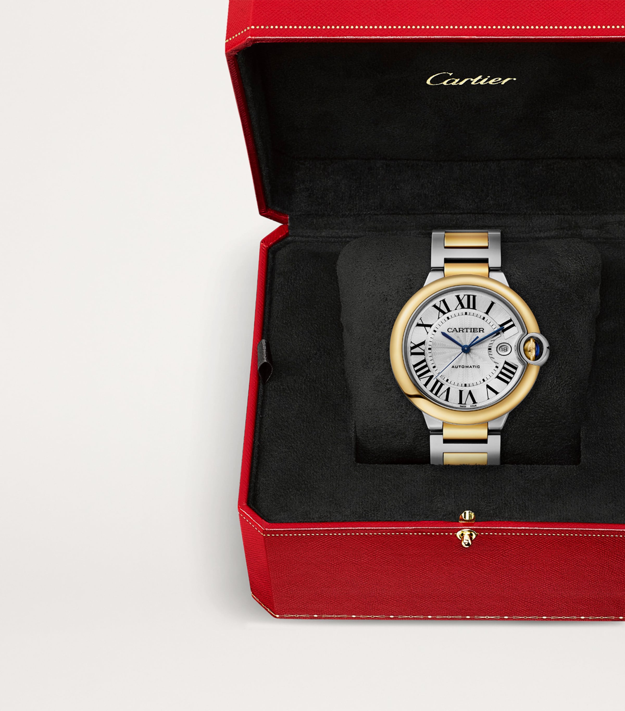Cartier Yellow Gold and Stainless Steel Ballon Bleu de Cartier Watch 42mm Silver Image 2