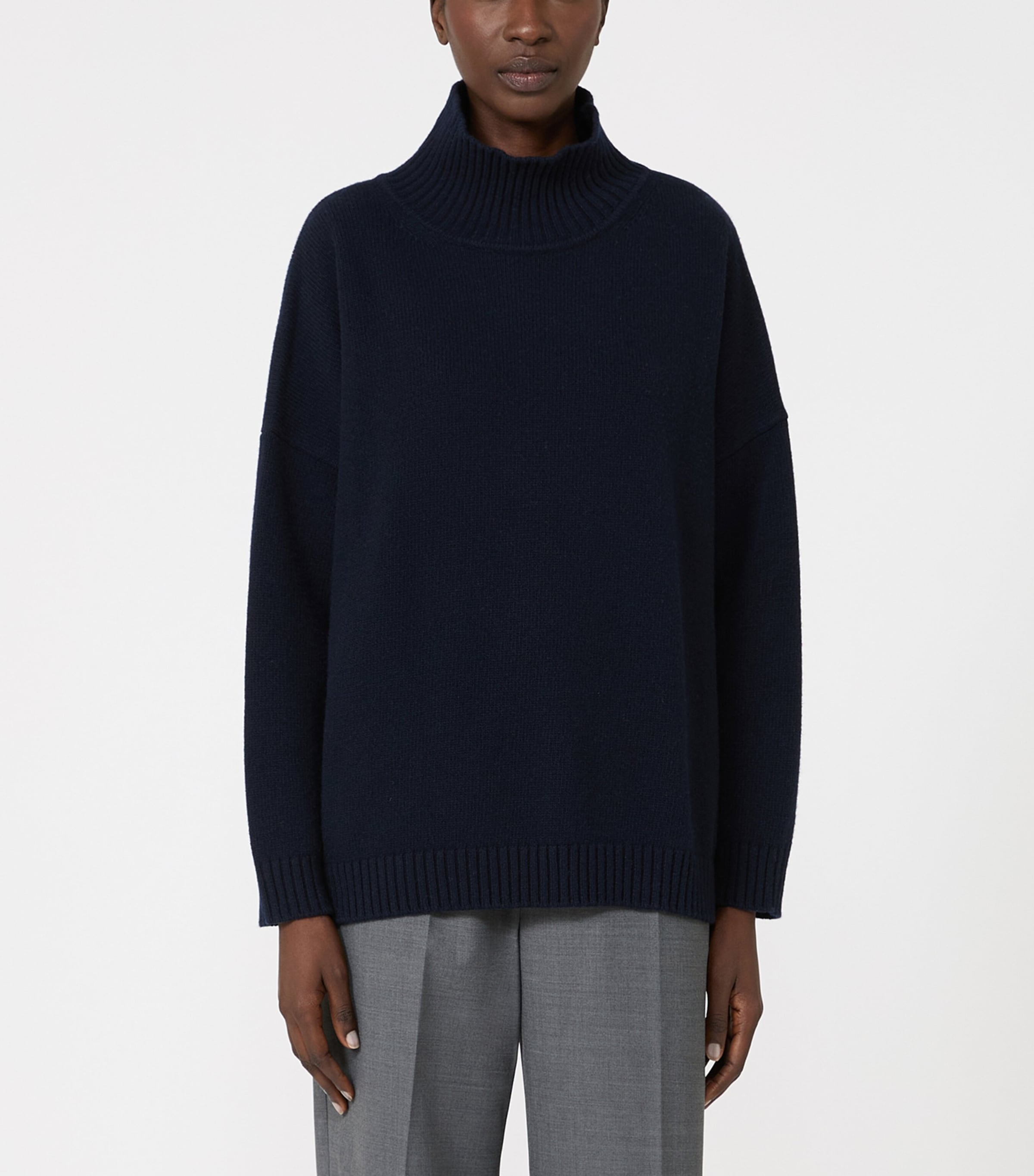 Weekend Max Mara Womens Virgin Wool High-Neck Sweater Navy Image 3