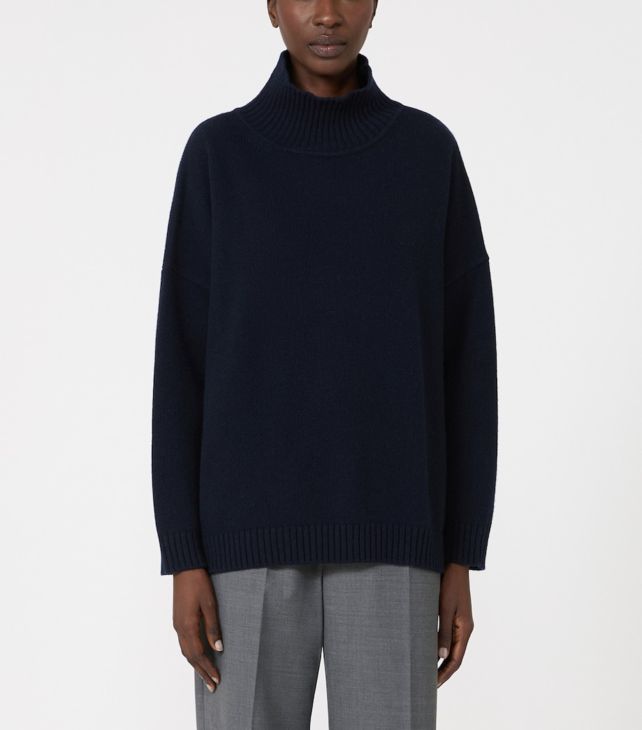 Weekend Max Mara Womens Virgin Wool High-Neck Sweater Navy Image 3
