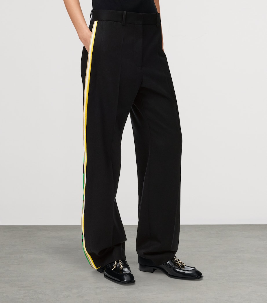 LOEWE Womens Tape-Trim Tailored Trousers Black Image 3