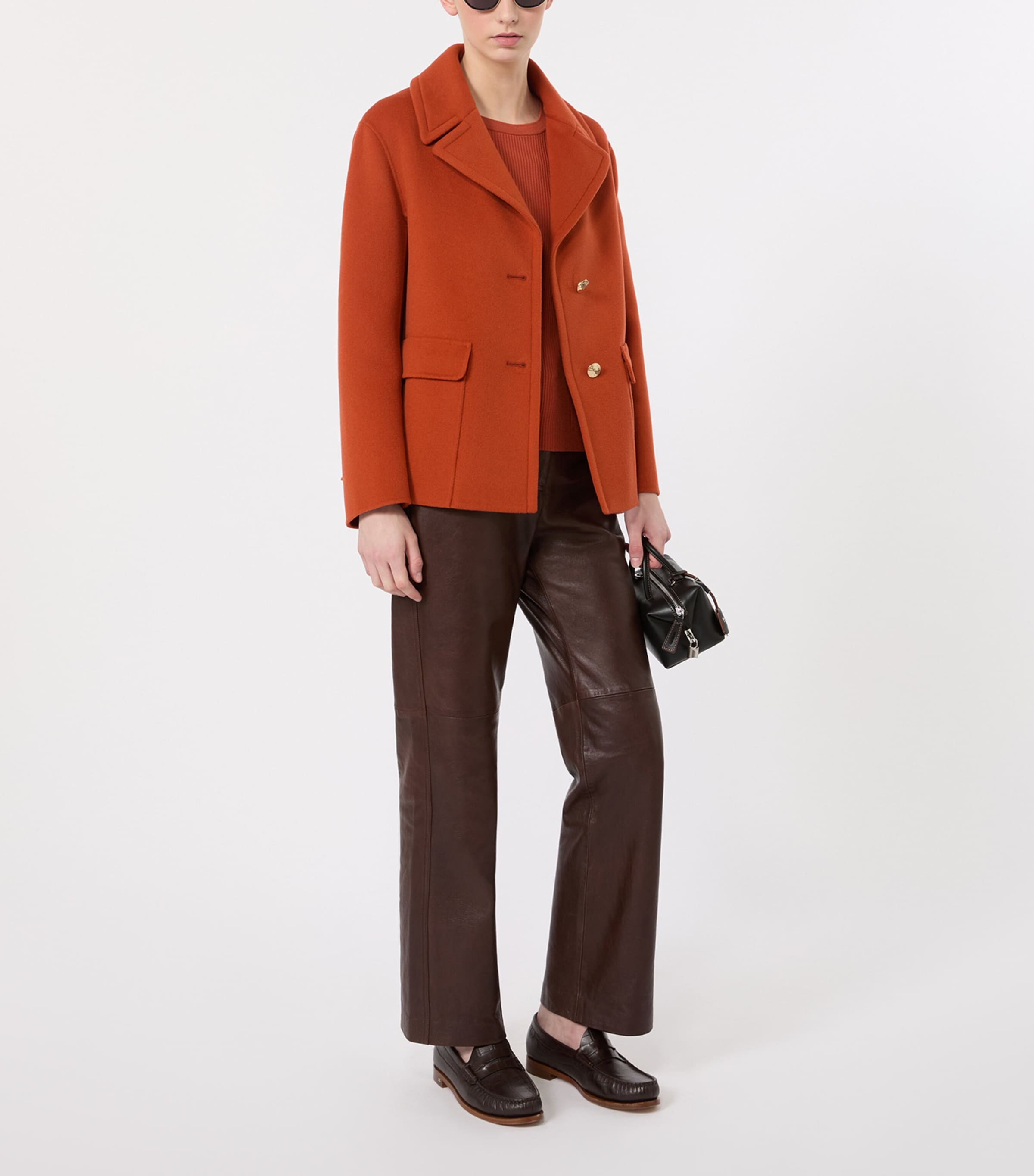 Max Mara Womens Virgin Wool Single-Breasted Jacket Orange Image 2
