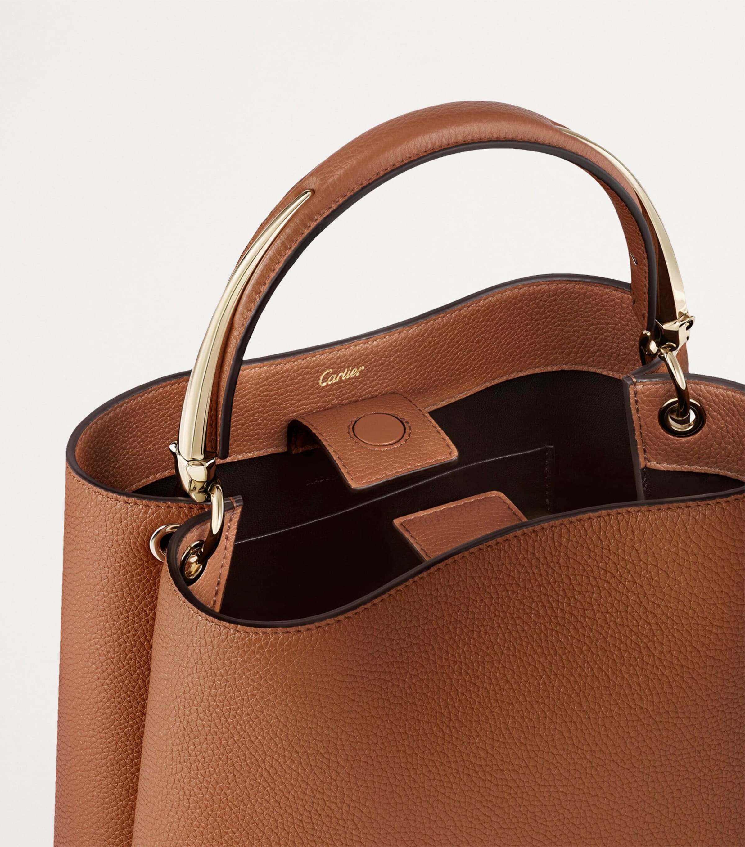Cartier Brown Small Calfskin Panthère de Cartier Top-Handle Bag