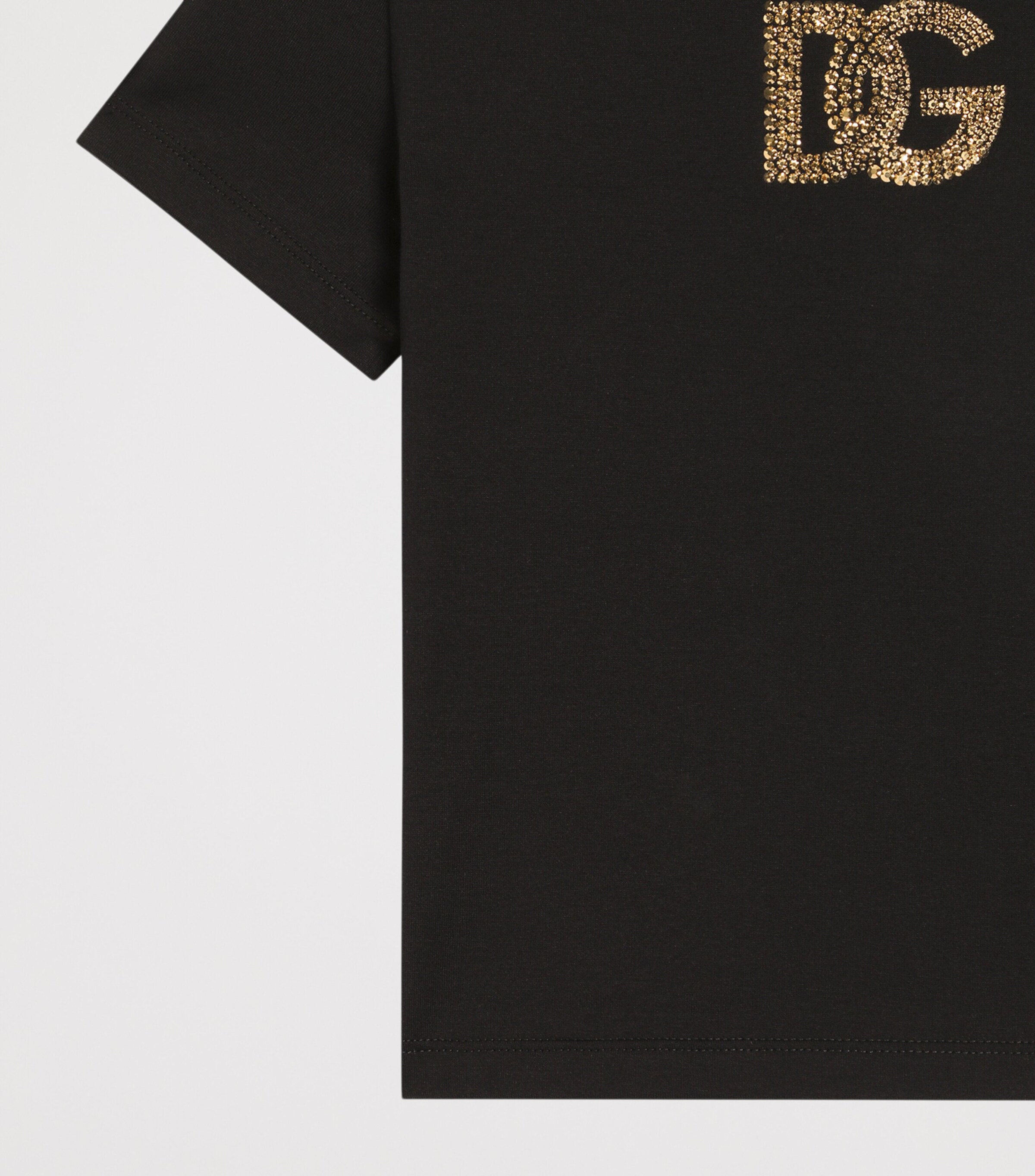Dolce&Gabbana Kids Cotton Embellished-Logo T-Shirt (8-12+ Years) Black Image 4