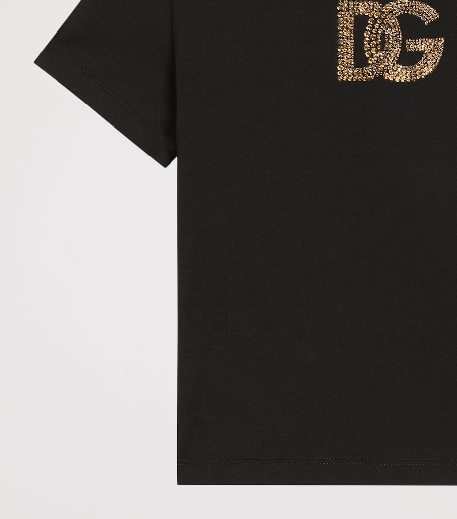 Dolce&Gabbana Kids Cotton Embellished-Logo T-Shirt (8-12+ Years) Black Image 4
