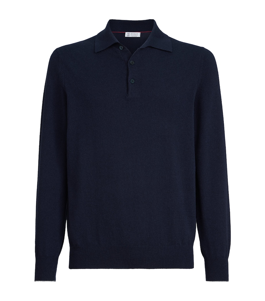 Brunello Cucinelli Mens Cashmere Polo Sweater Image 1