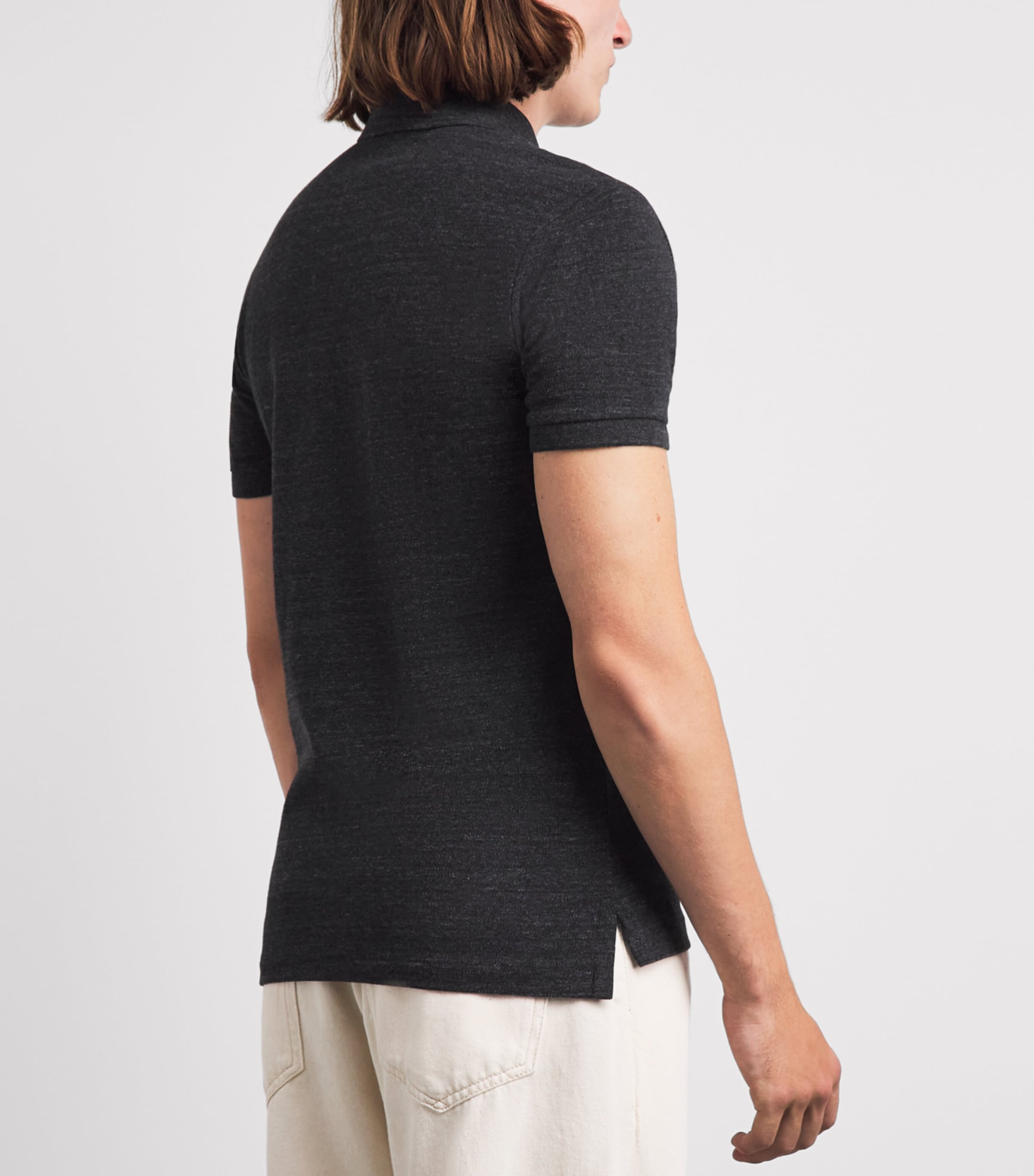 Polo Ralph Lauren Mens Cotton Mesh Slim-Fit Polo Shirt Black Marl Heather Image 5