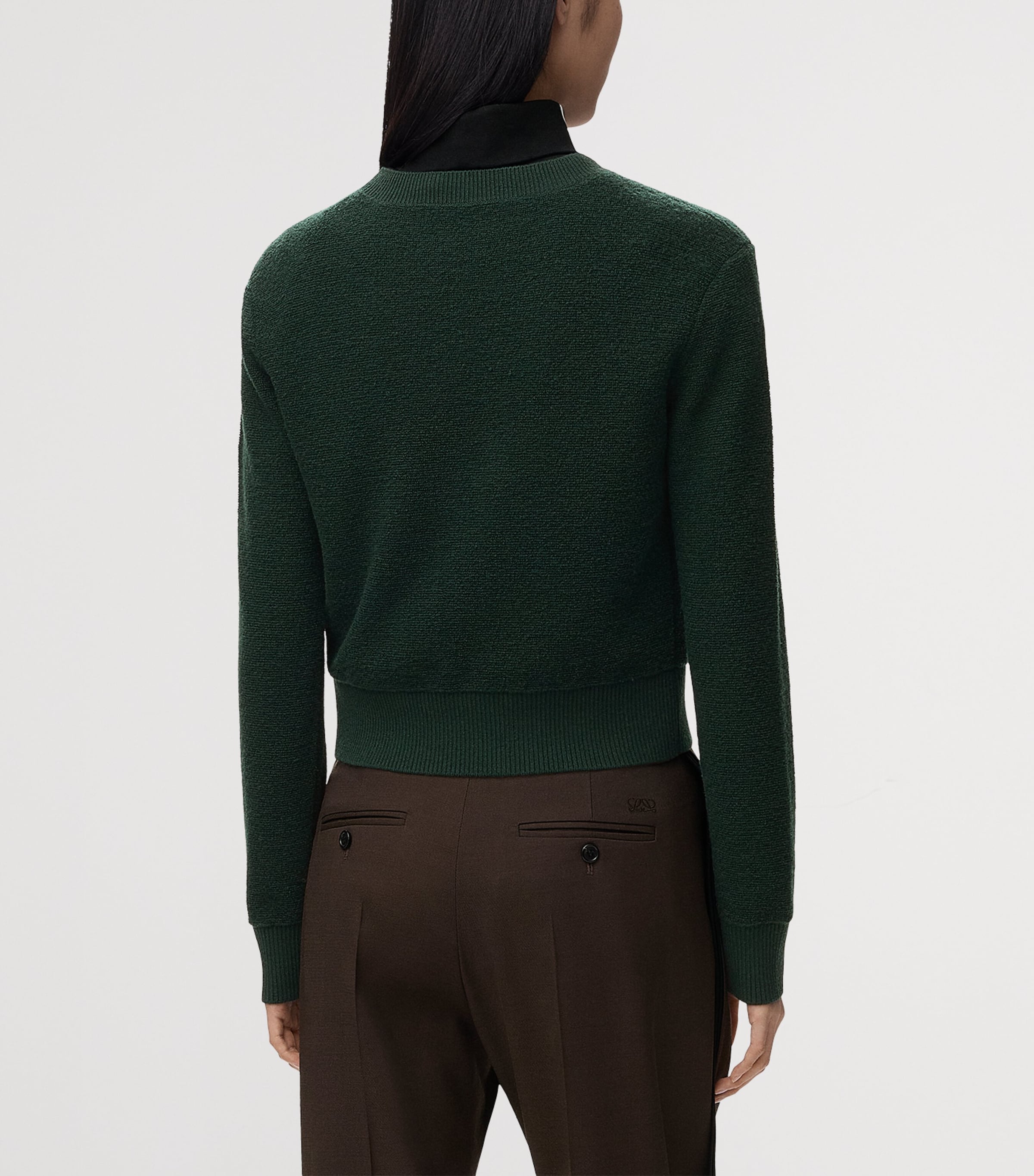 LOEWE Womens Wool-Blend Embroidered Sweater Dark Green Image 4