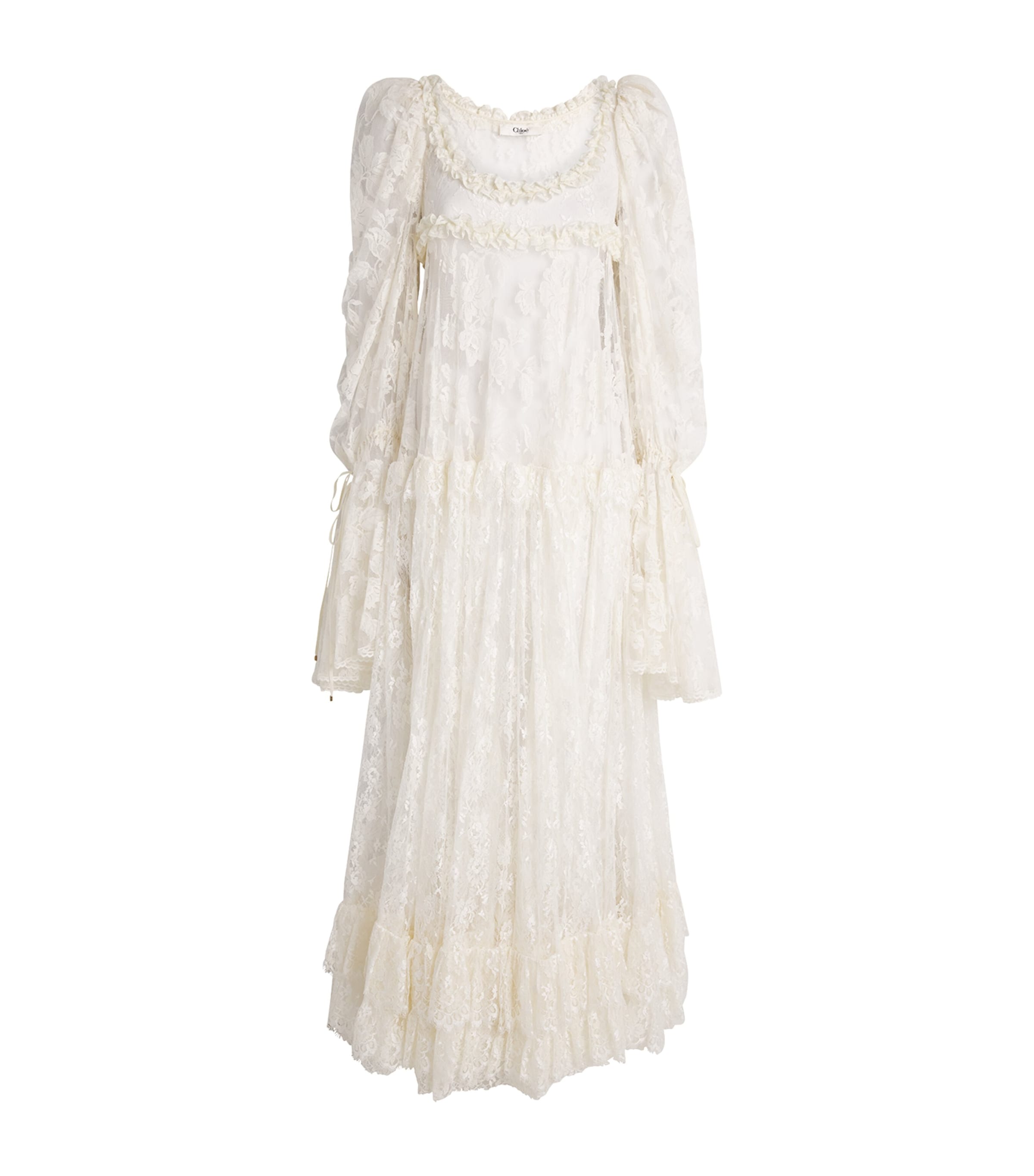 Chloé Lace Long-sleeve Maxi Dress In White